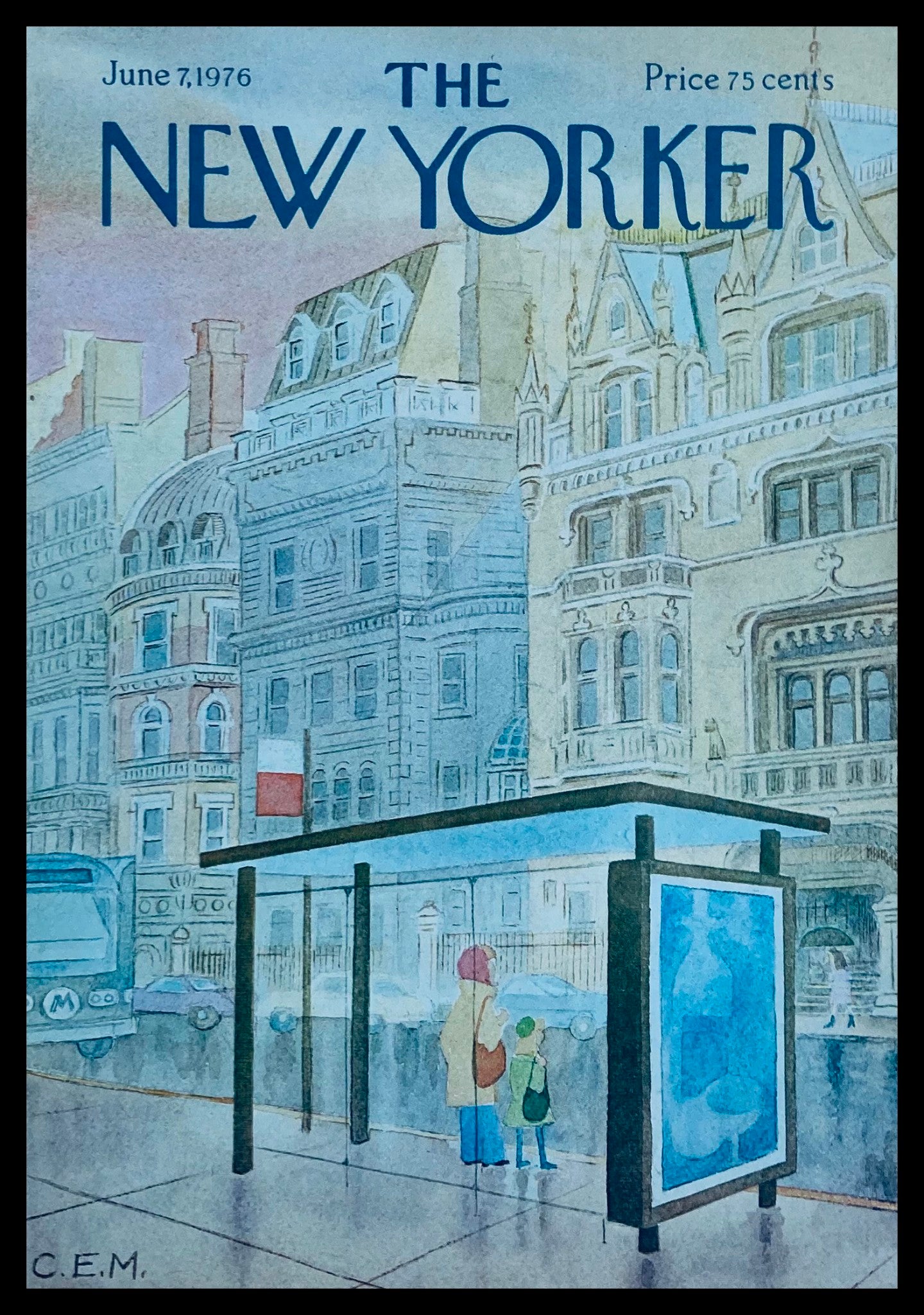 COVER ONLY The New Yorker June 7 1976 Bus Shed by Charles E. Martin No Label