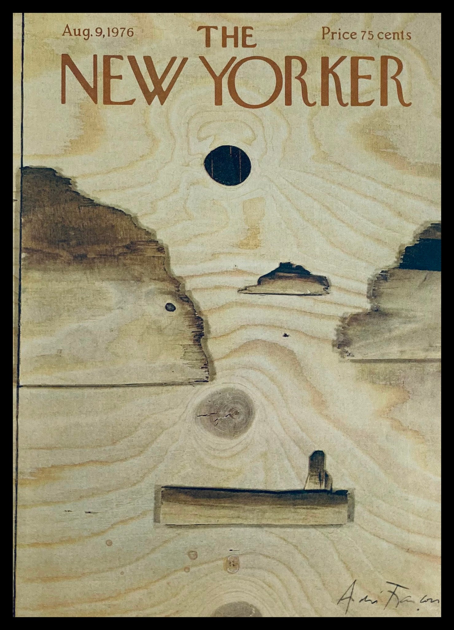 COVER ONLY The New Yorker August 9 1976 Log Holes by Andrei Francois No Label