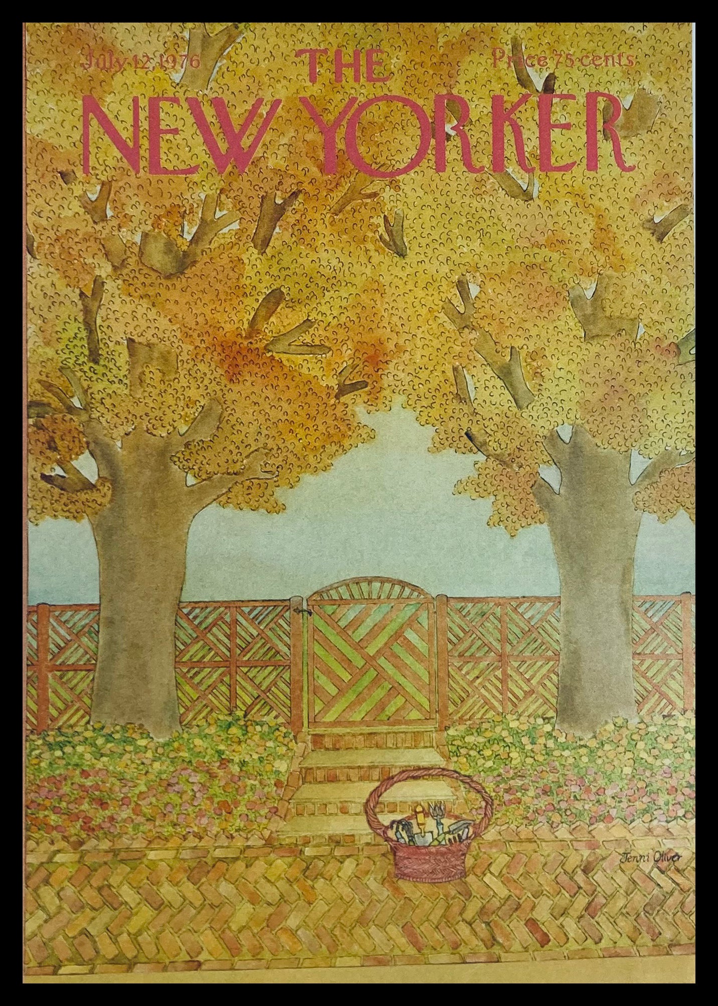 COVER ONLY The New Yorker July 12 1976 Autumn Basket by Jenni Oliver No Label