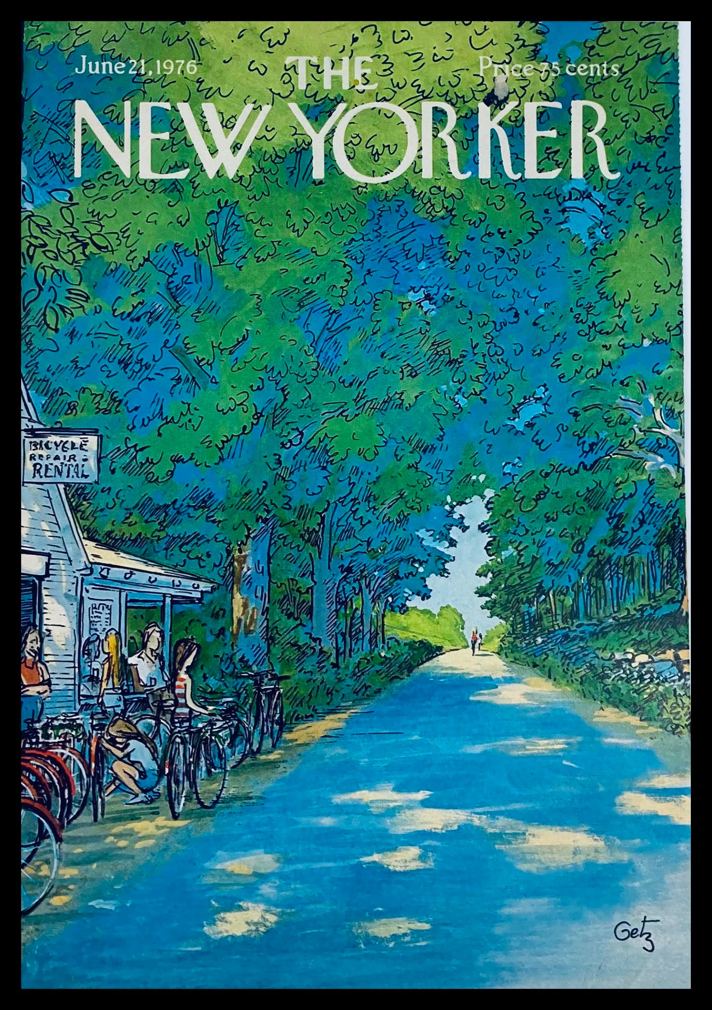 COVER ONLY The New Yorker June 21 1976 Bike Rental by Arthur Getz No Label