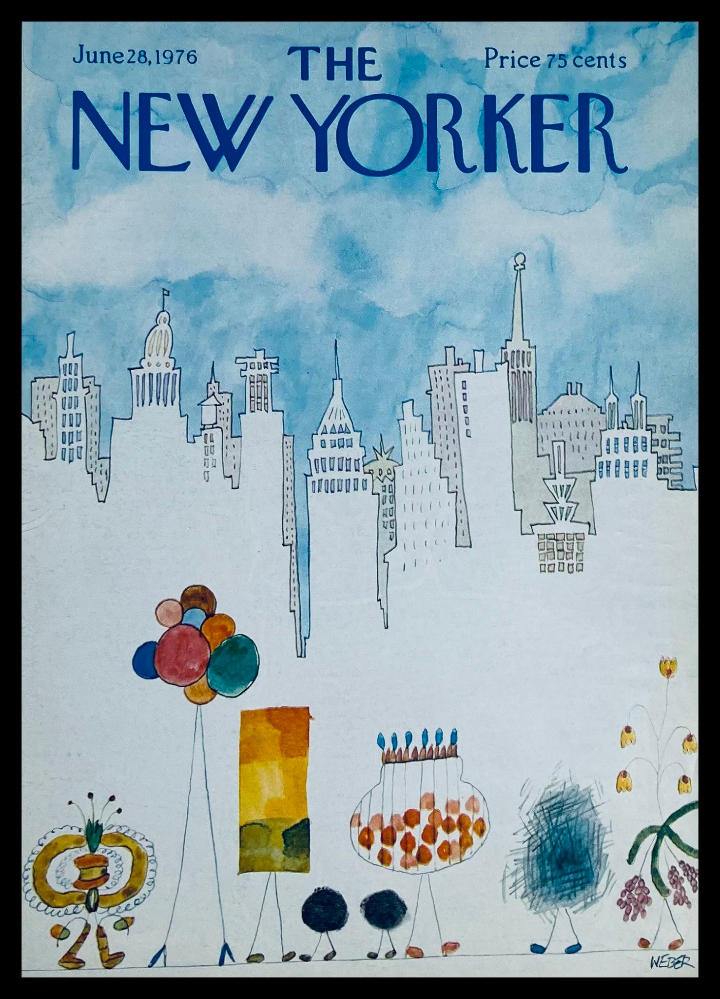 COVER ONLY The New Yorker June 28 1976 Party Needs by Chris Weber No Label