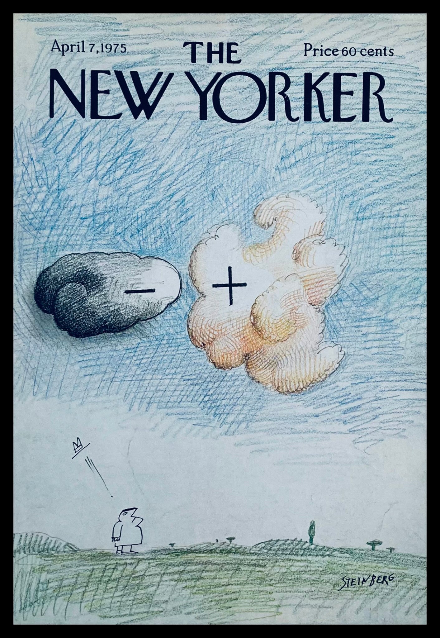 COVER ONLY The New Yorker April 7 1975 Negative & Positive by Saul Steinberg