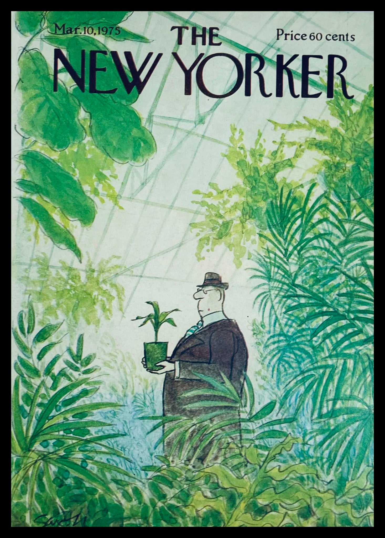 COVER ONLY The New Yorker March 10 1975 Greenhouse by Charles Saxon No Label