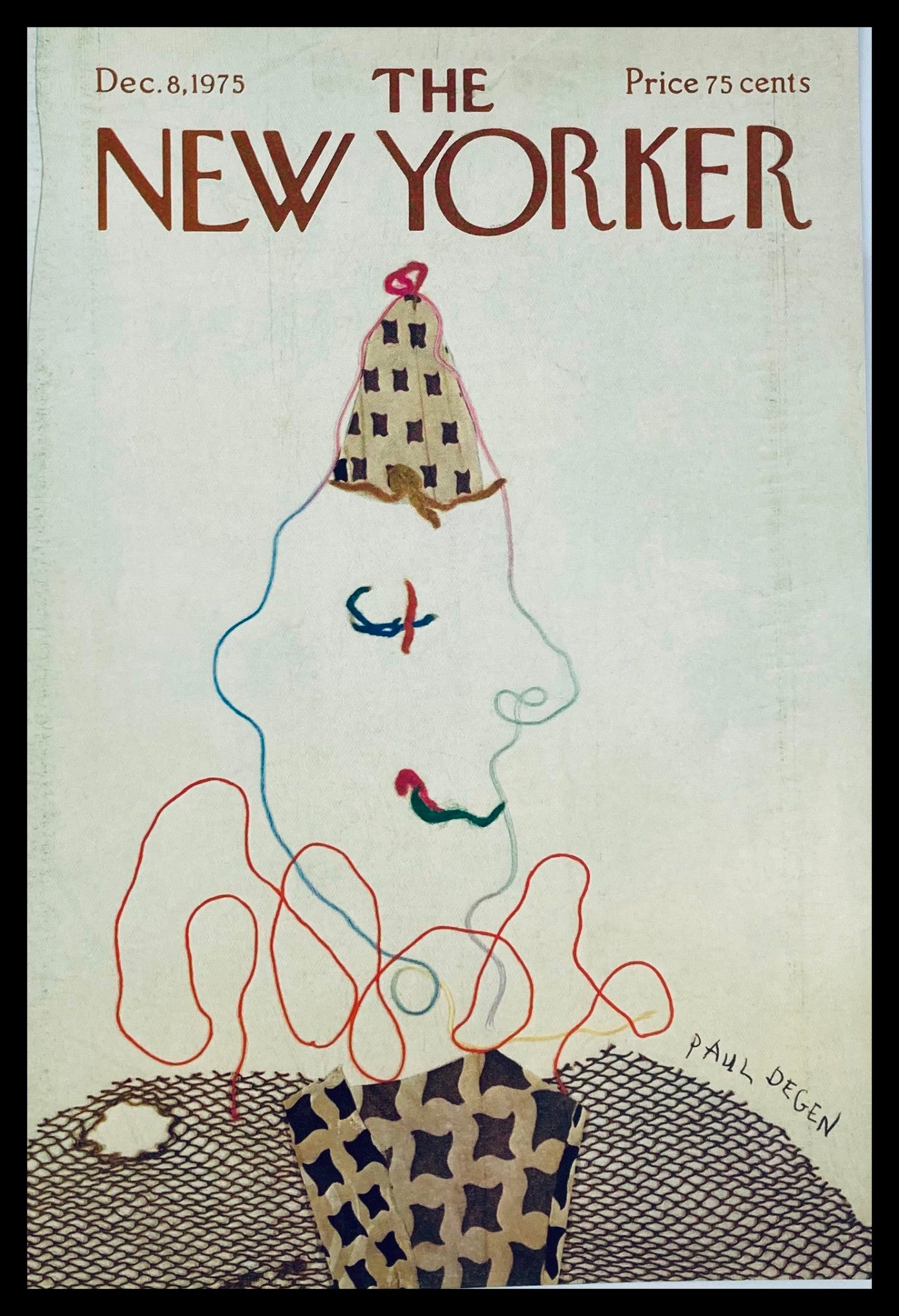 COVER ONLY The New Yorker December 8 1975 Clown Portrait by Paul Degen No Label