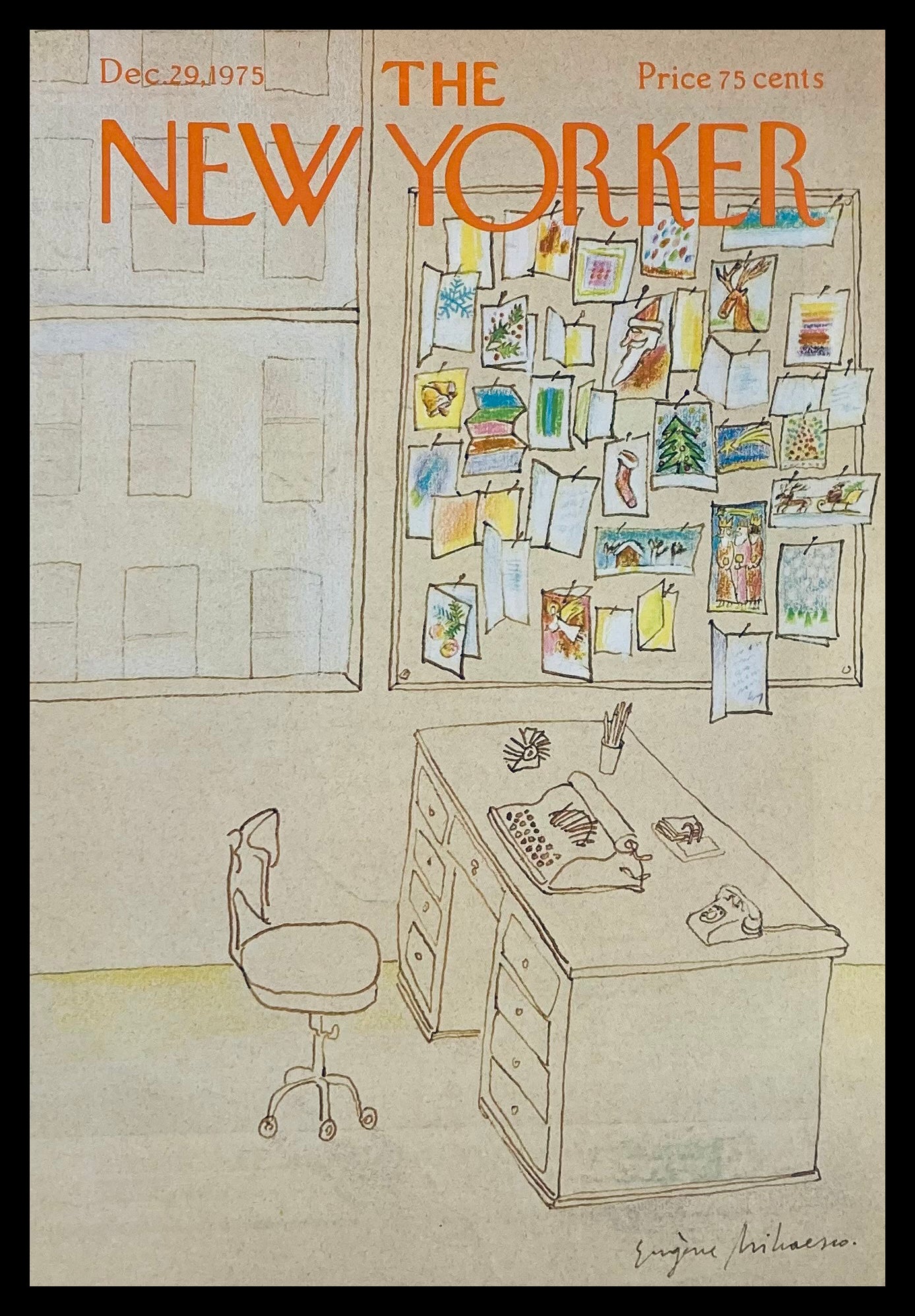 COVER ONLY The New Yorker December 29 1975 Office Works by Eugene Mihaesco