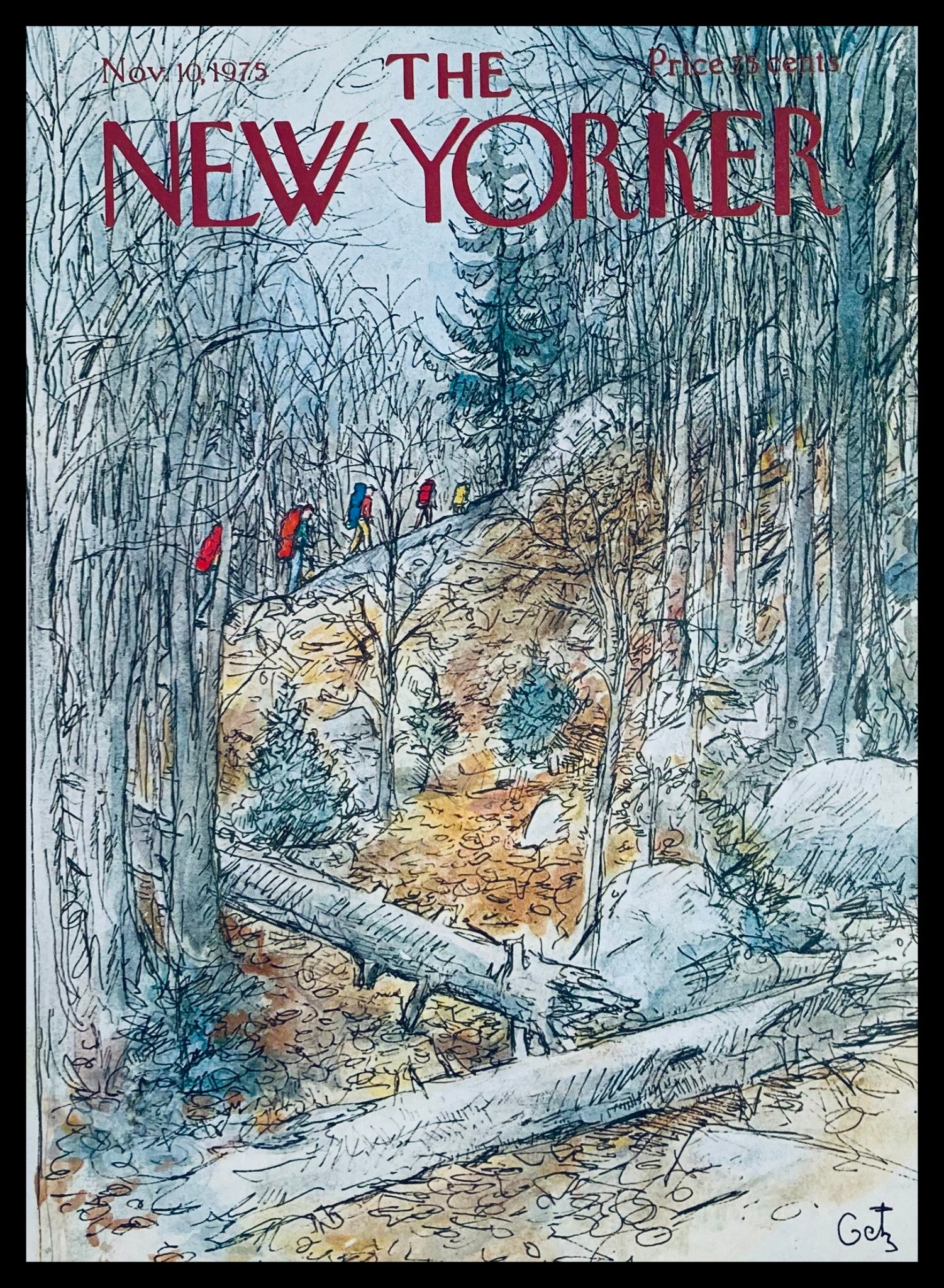 COVER ONLY The New Yorker November 10 1975 Trekking Time by Arthur Getz No Label