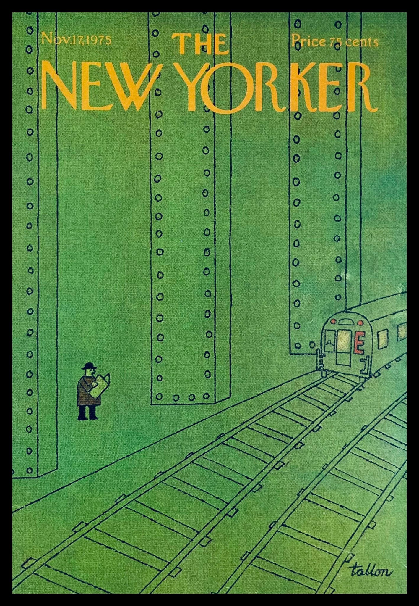 COVER ONLY The New Yorker November 17 1975 Train Station by Robert Tallon