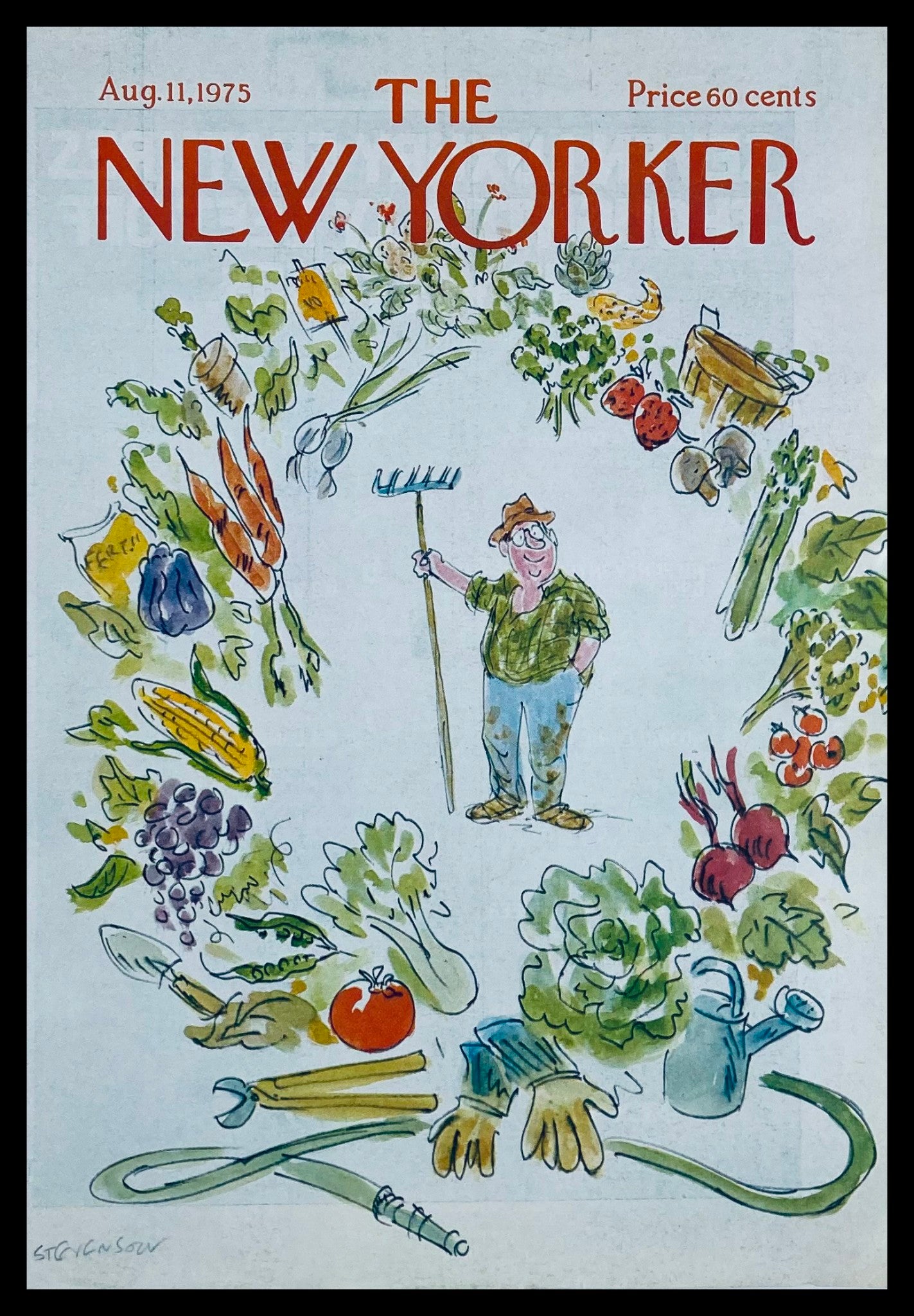 COVER ONLY The New Yorker August 11 1975 Organic Produce by James Stevenson