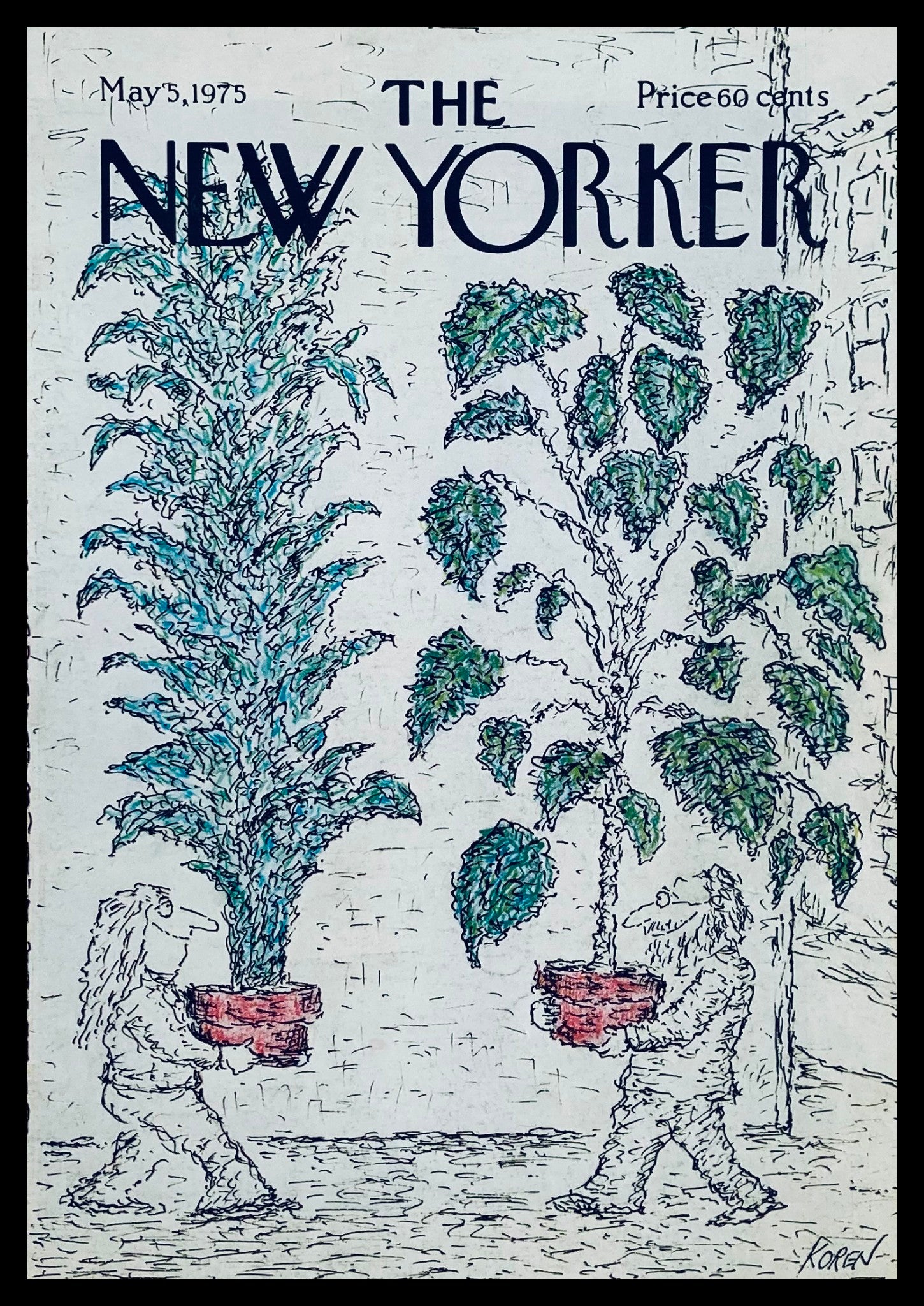 COVER ONLY The New Yorker May 5 1975 Plant Dudes by Edward Koren No Label