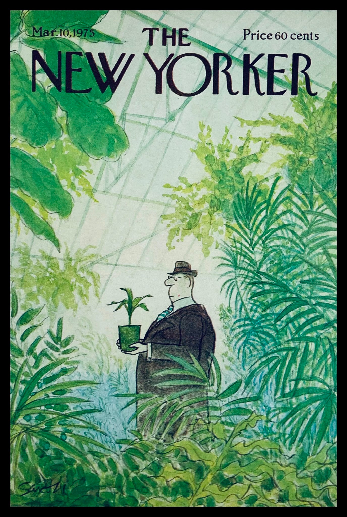 COVER ONLY The New Yorker March 10 1975 Man in the Greenhouse by Charles Saxon