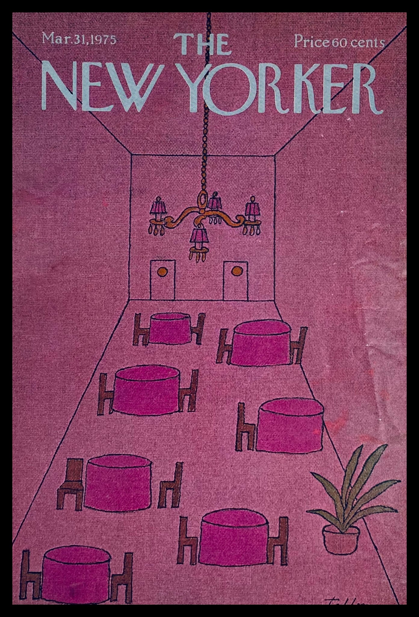 COVER ONLY The New Yorker March 31 1975 Empty Tables by Robert Tallon No Label