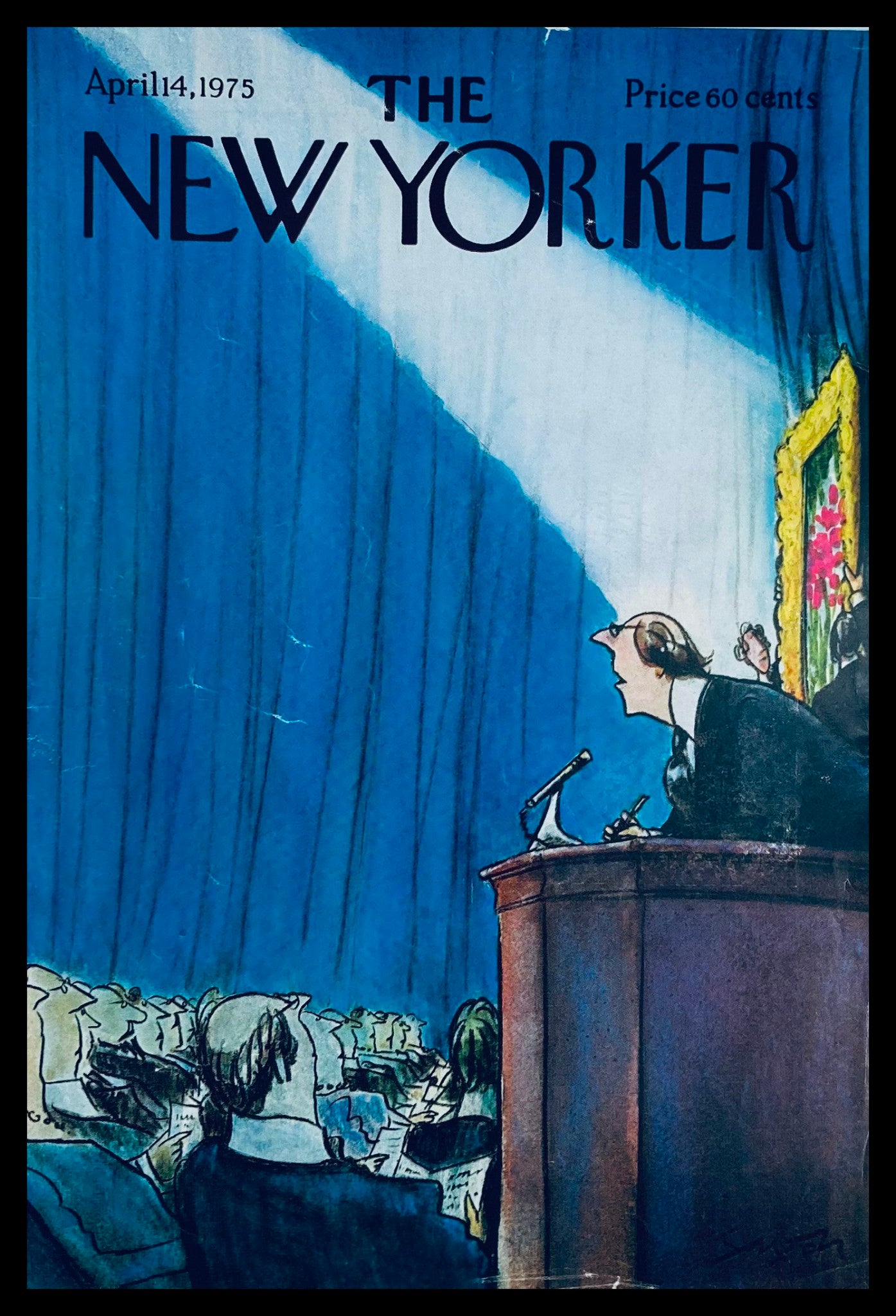 COVER ONLY The New Yorker April 14 1975 The Speech by Charles Saxon No Label