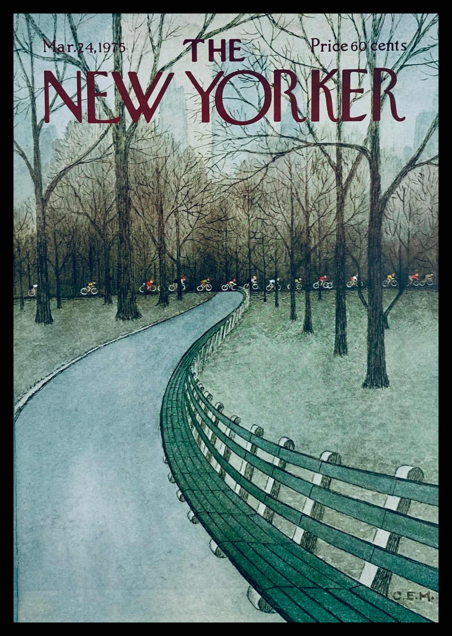 COVER ONLY The New Yorker March 24 1975 Cycling by Charles E. Martin No Label