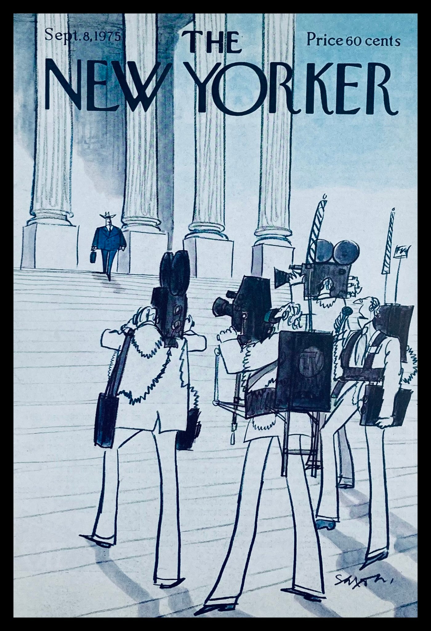 COVER ONLY The New Yorker September 8 1975 News Crew by Charles Saxon No Label