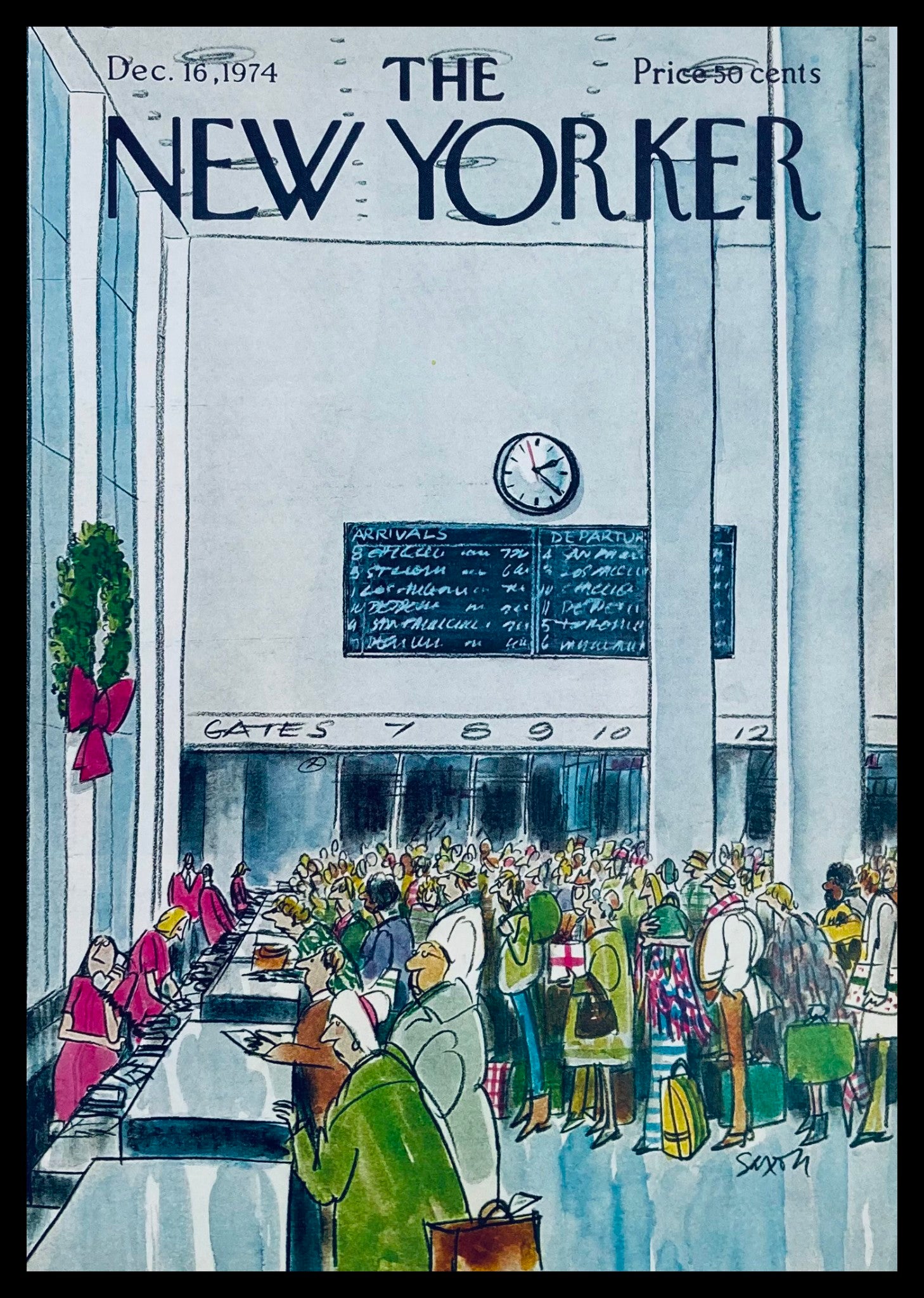 COVER ONLY The New Yorker December 16 1974 Delayed Flights by Charles Saxon