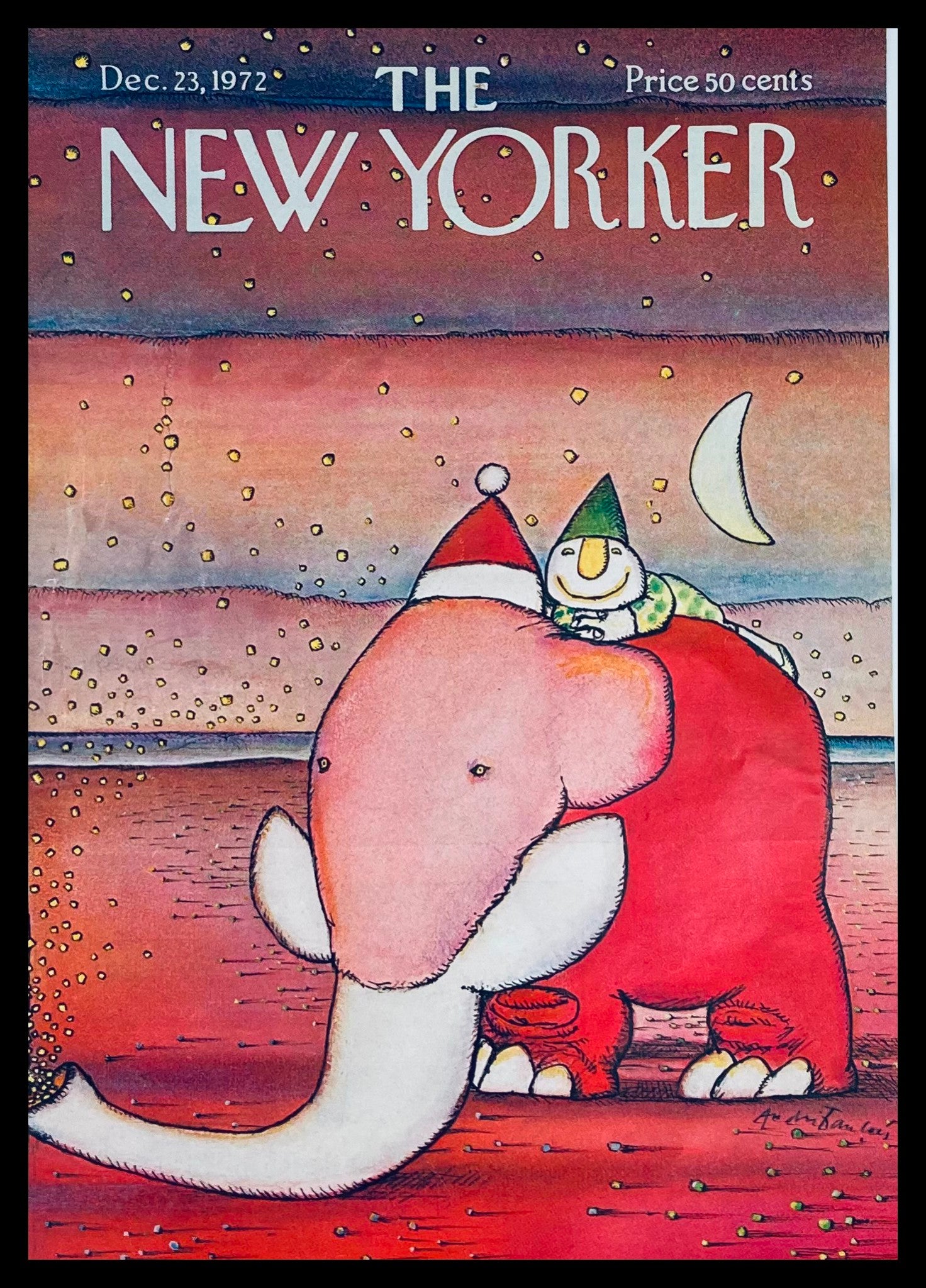 COVER ONLY The New Yorker December 23 1972 Christmas Elephant by Andre Francois