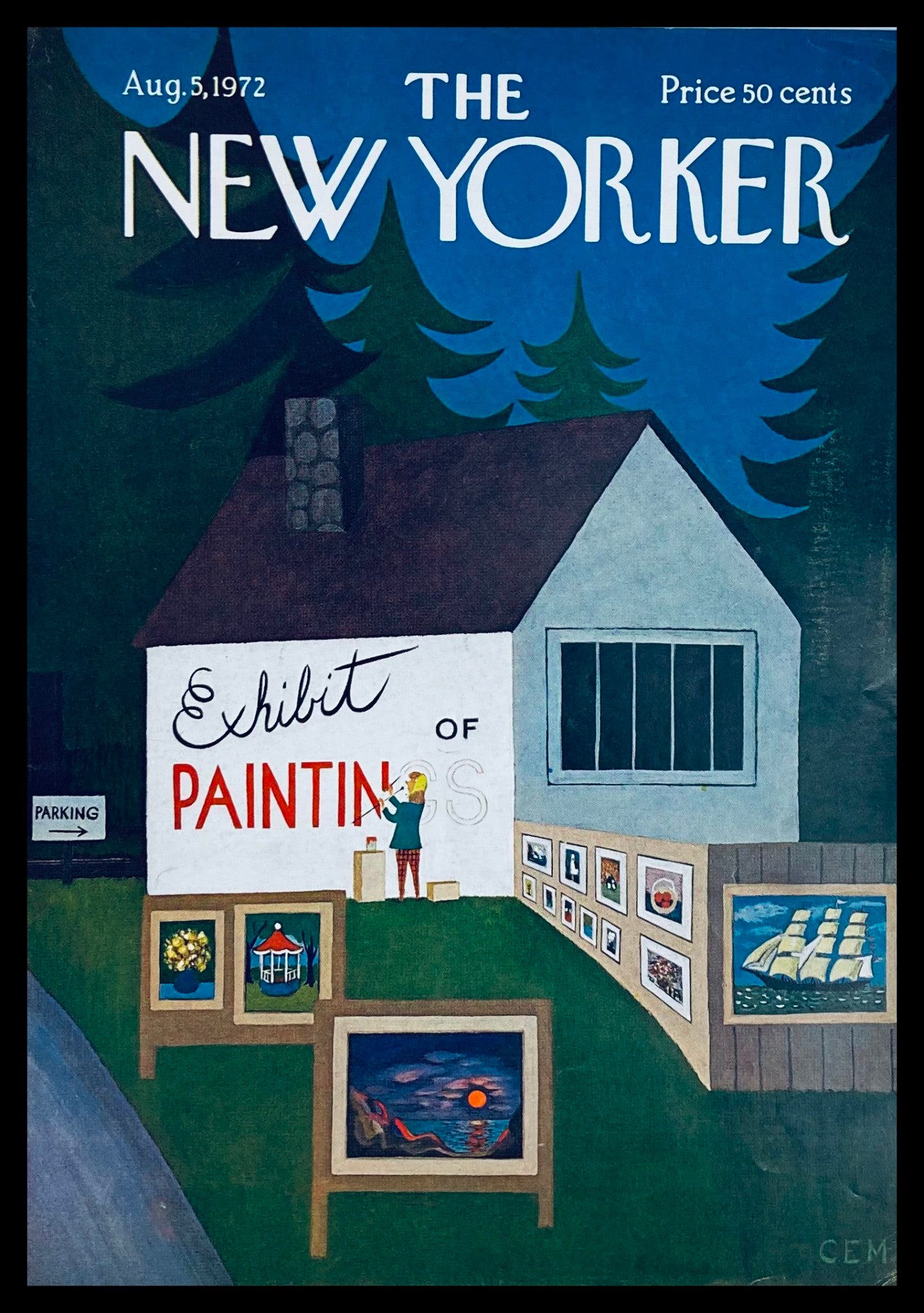 COVER ONLY The New Yorker August 5 1972 Exhibit of Painting by Charles E. Martin