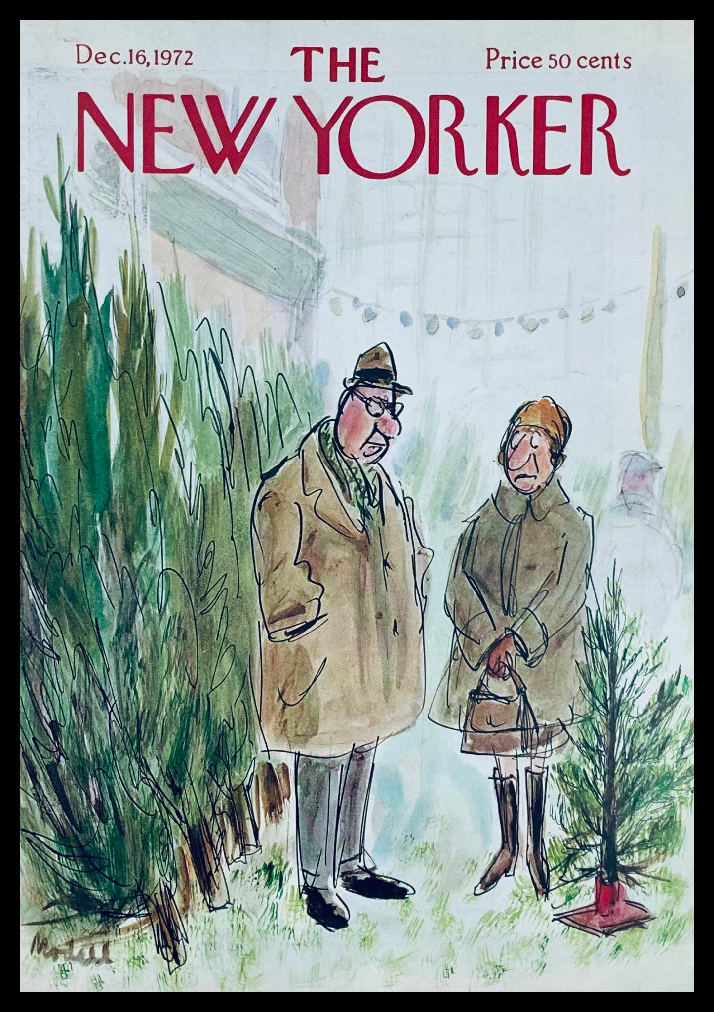 COVER ONLY The New Yorker December 16 1972 Christmas Tree Dilemma by Modell