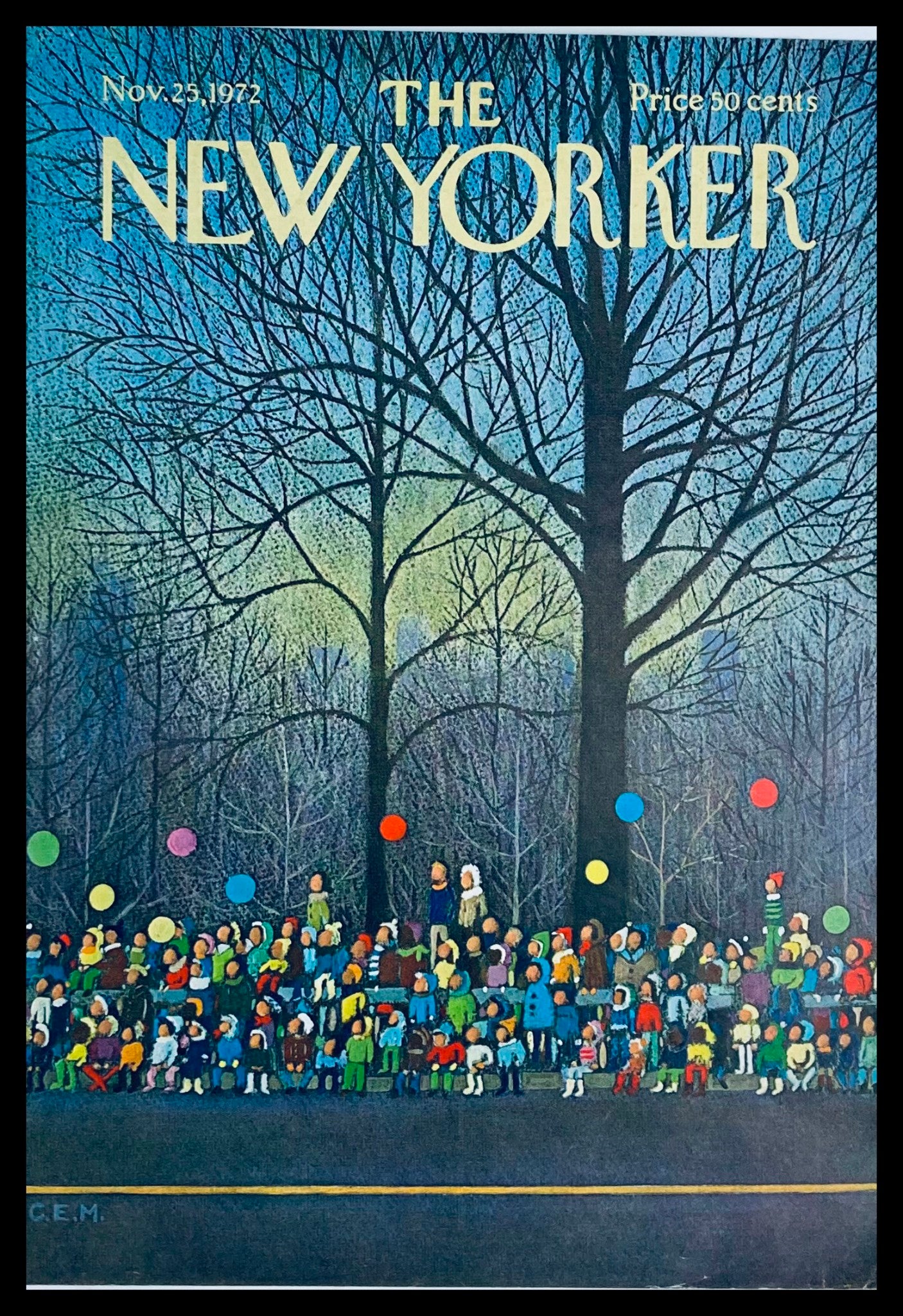 COVER ONLY The New Yorker November 25 1972 Crowd by Charles E. Martin No Label