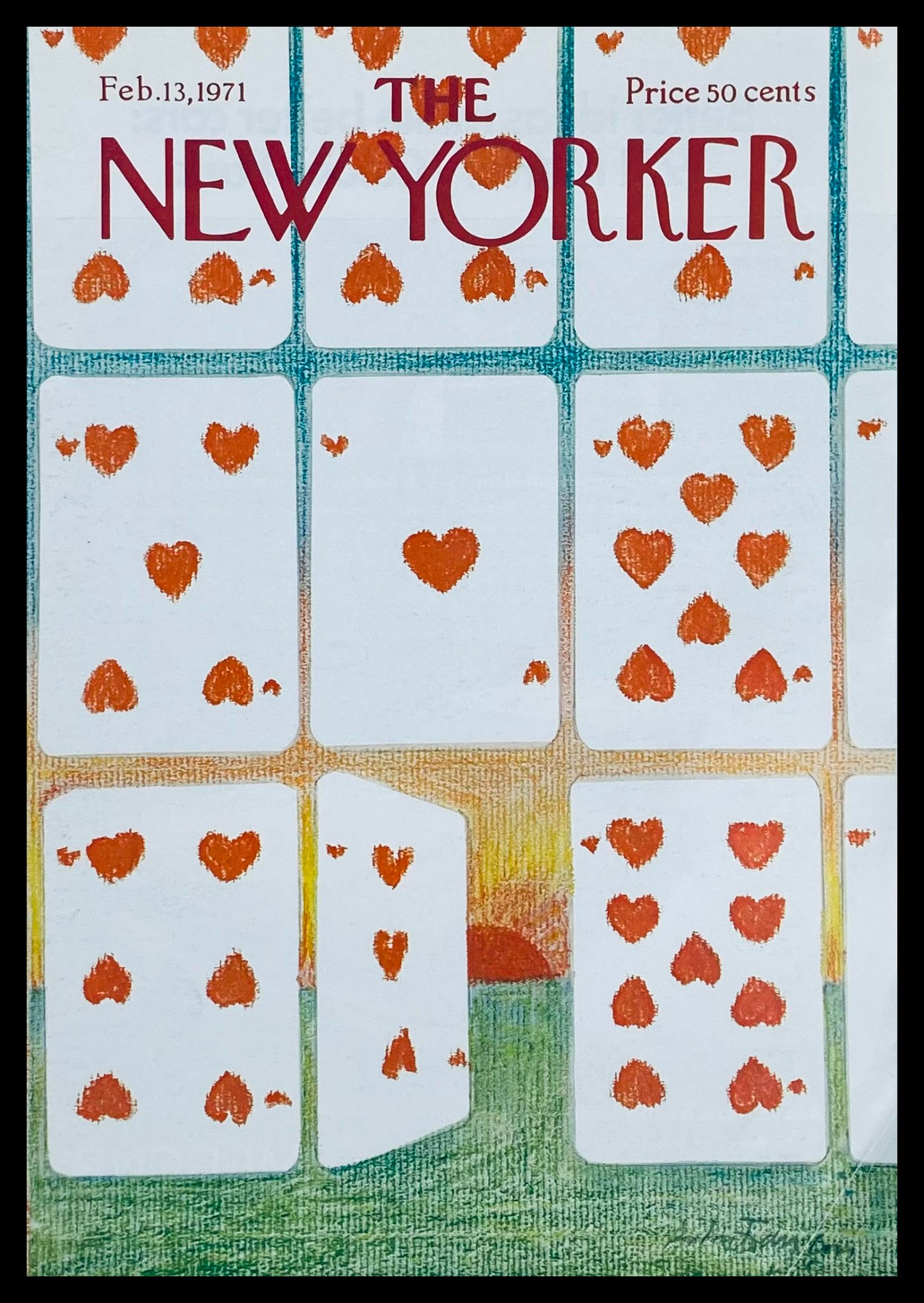 COVER ONLY The New Yorker February 13 1971 House of Cards by Andre Francois