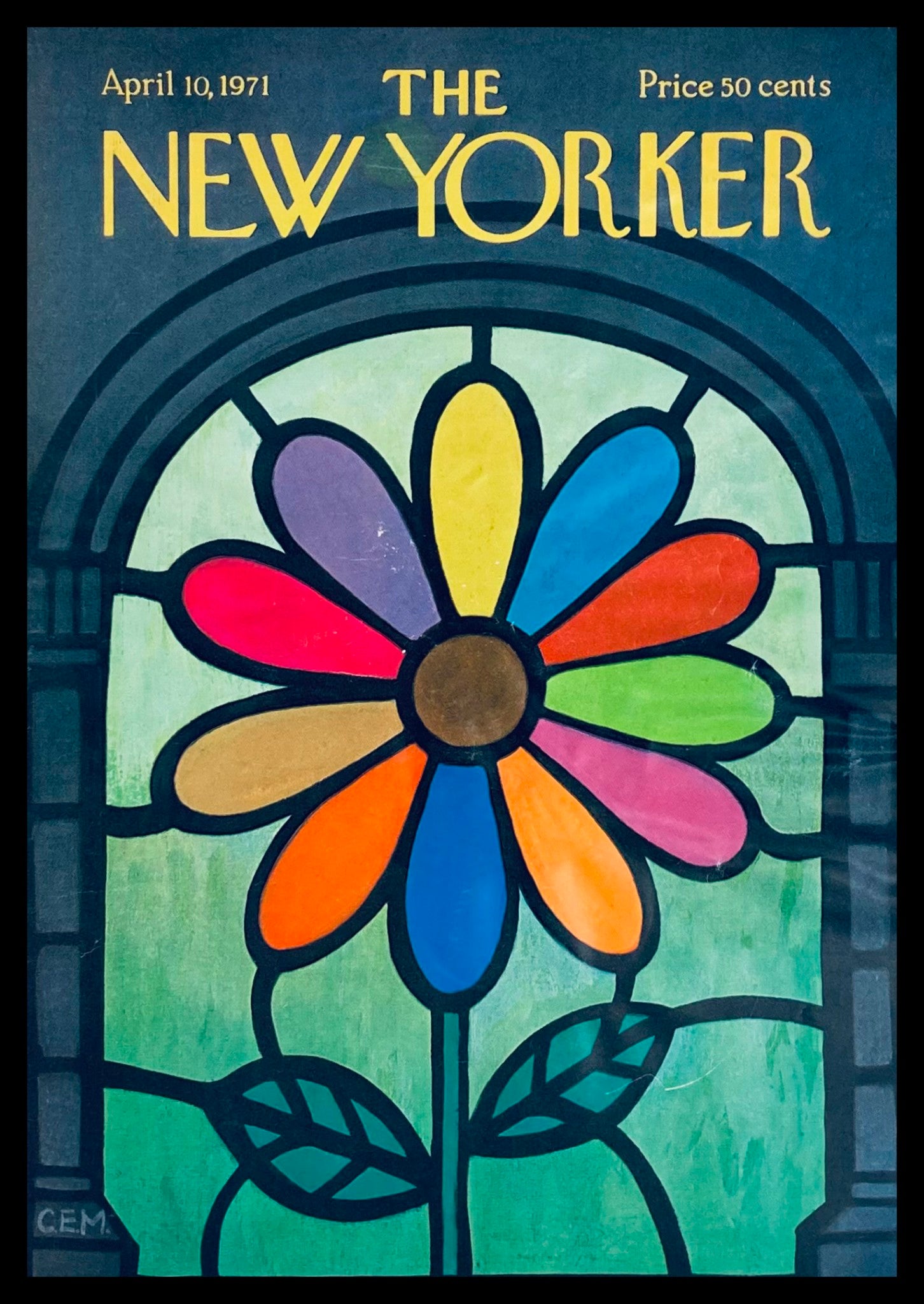 COVER ONLY The New Yorker April 10 1971 Stained Glass Spring by Charles E Martin