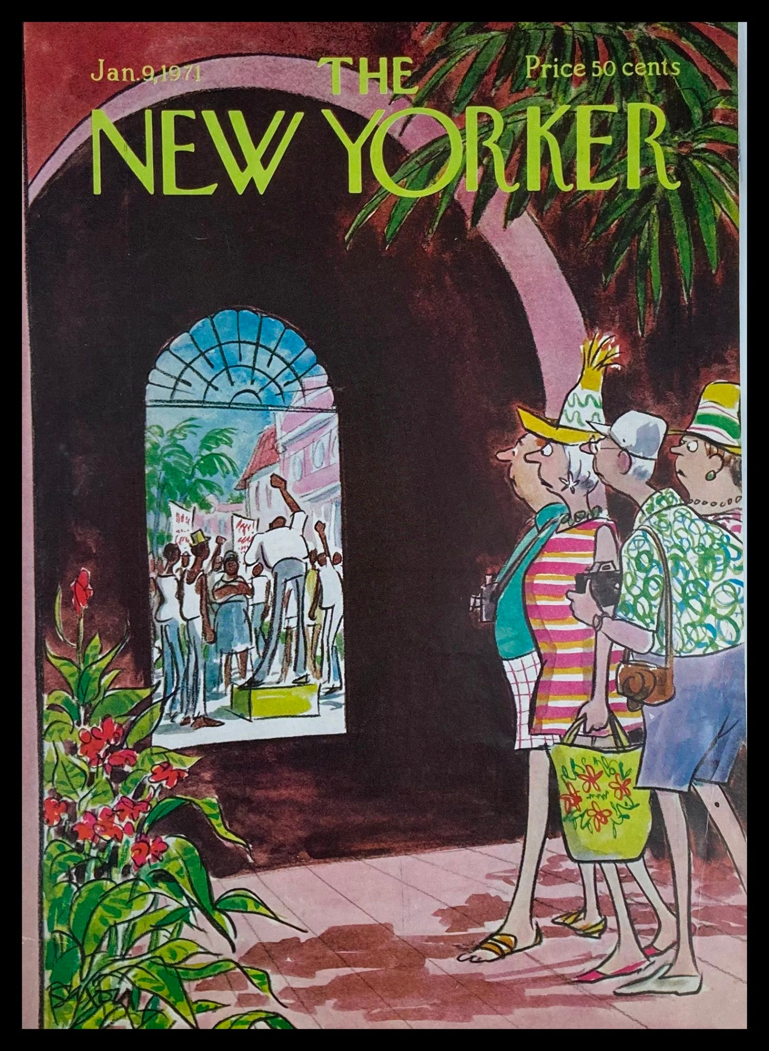 COVER ONLY The New Yorker January 9 1971 Caribbean Tourists by Charles Saxon