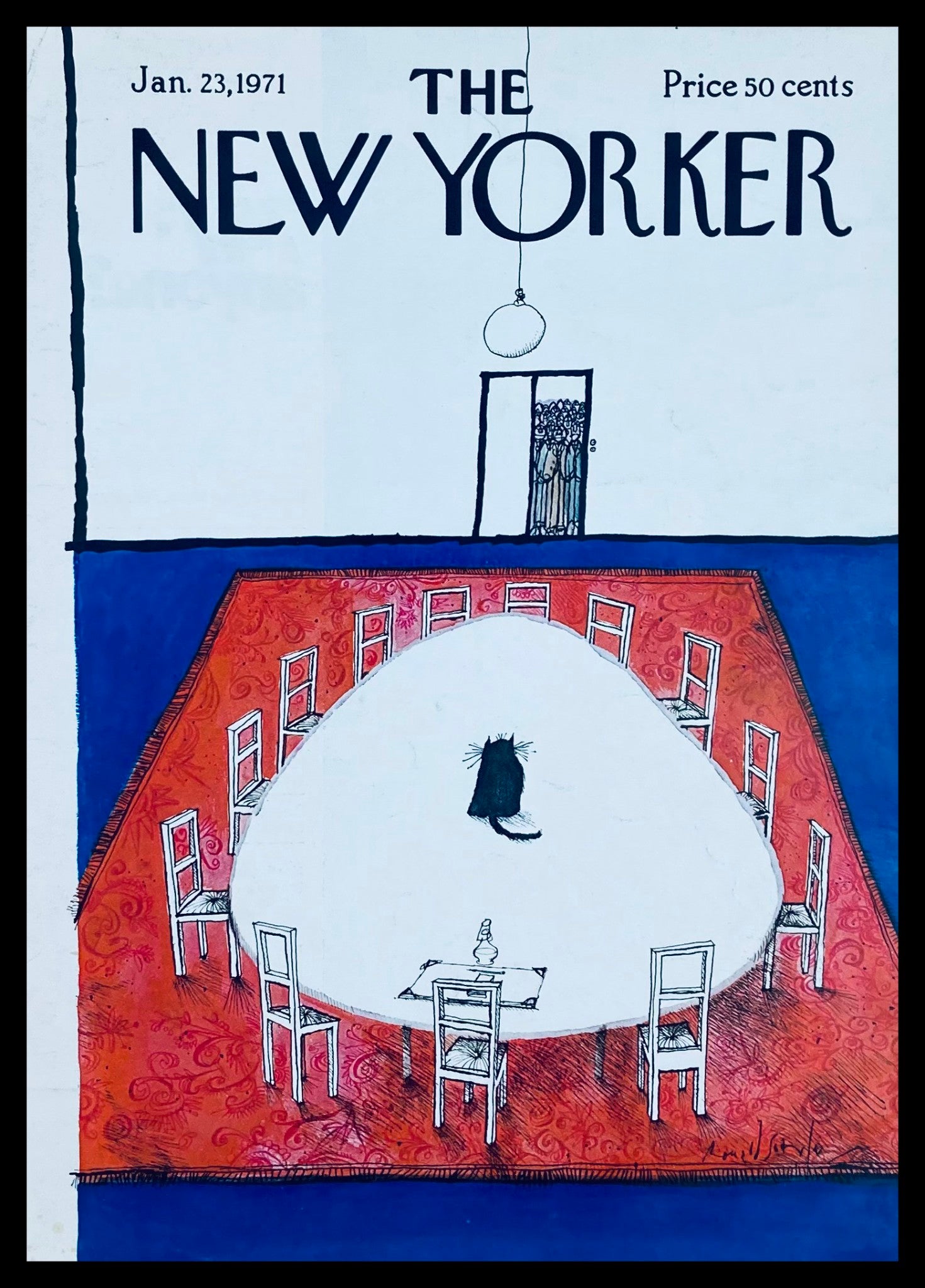 COVER ONLY The New Yorker January 23 1971 A Black Cat by Ronald Searle No Label