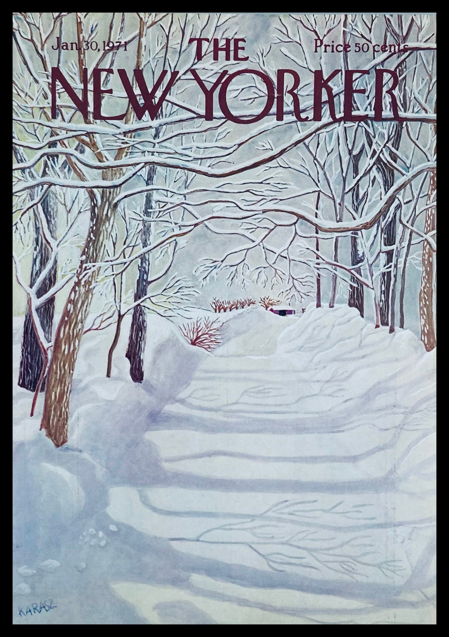 COVER ONLY The New Yorker January 30 1971 Country Road in the Winter by Karasz