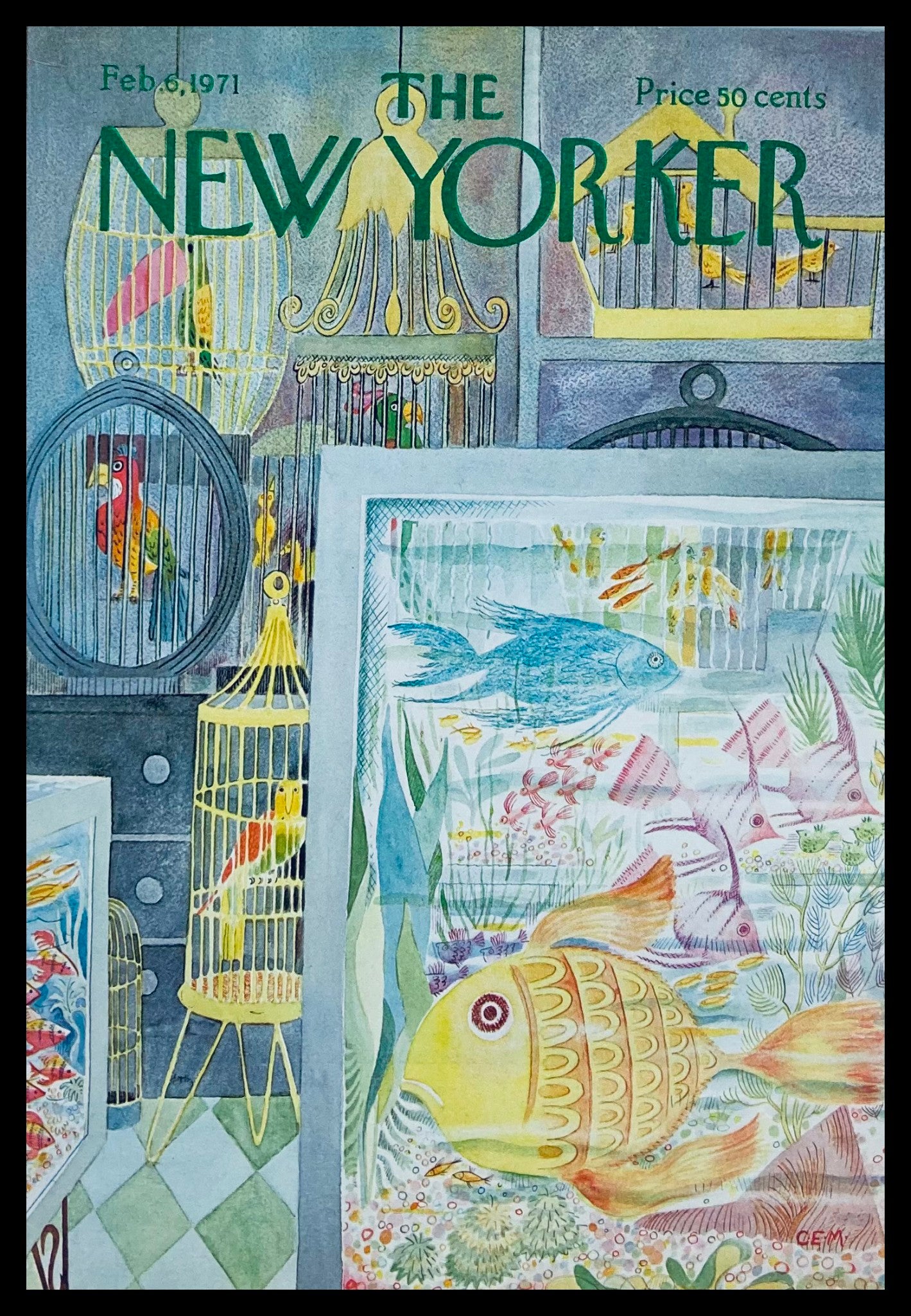 COVER ONLY The New Yorker February 6 1971 Pet Shop by Charles E. Martin No Label