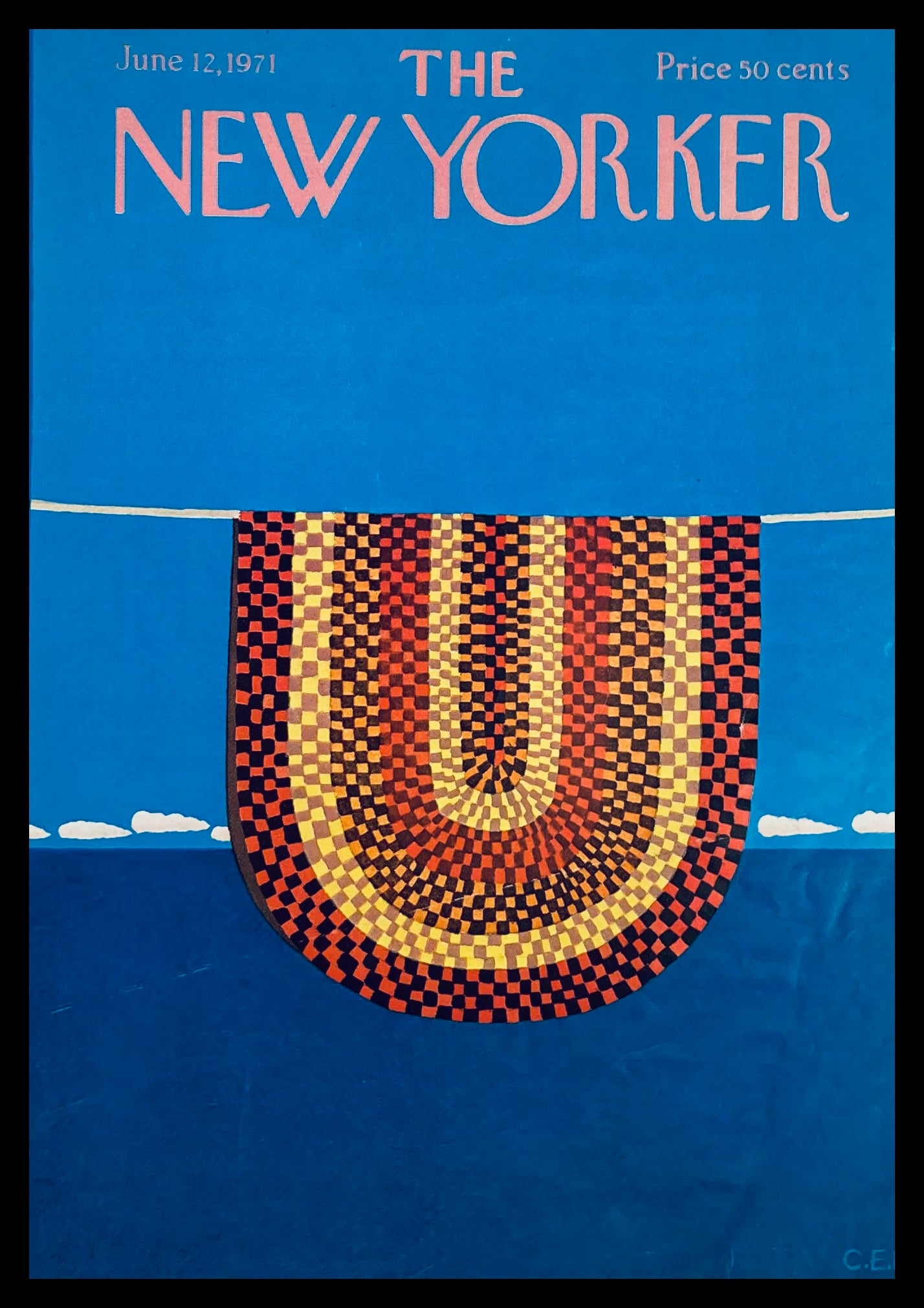 COVER ONLY The New Yorker June 12 1971 Hanging Rug by Charles E. Martin No Label