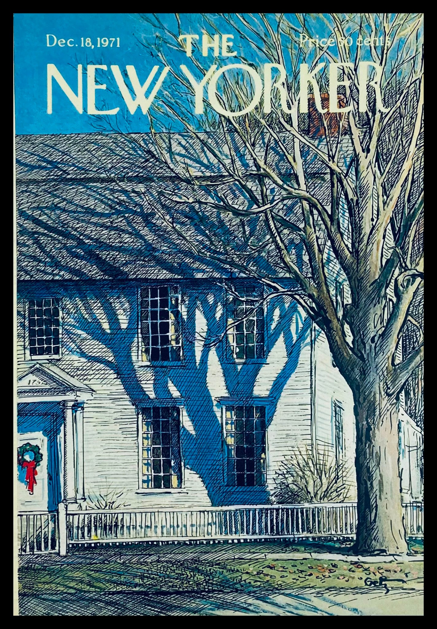 COVER ONLY The New Yorker December 18 1971 Country House Wreath by Arthur Getz