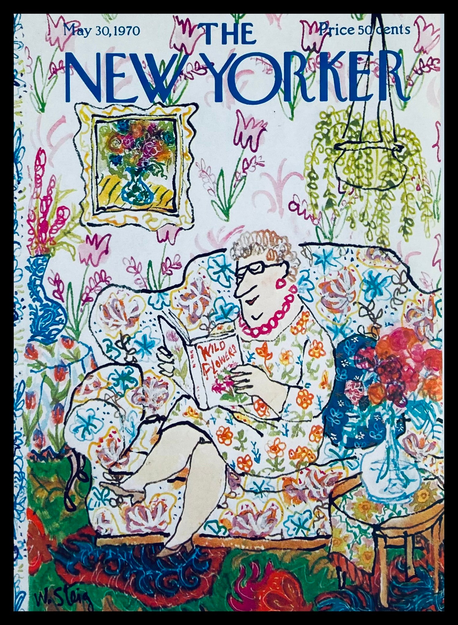 COVER ONLY The New Yorker May 30 1970 Wild Flower Book by William Steig No Label