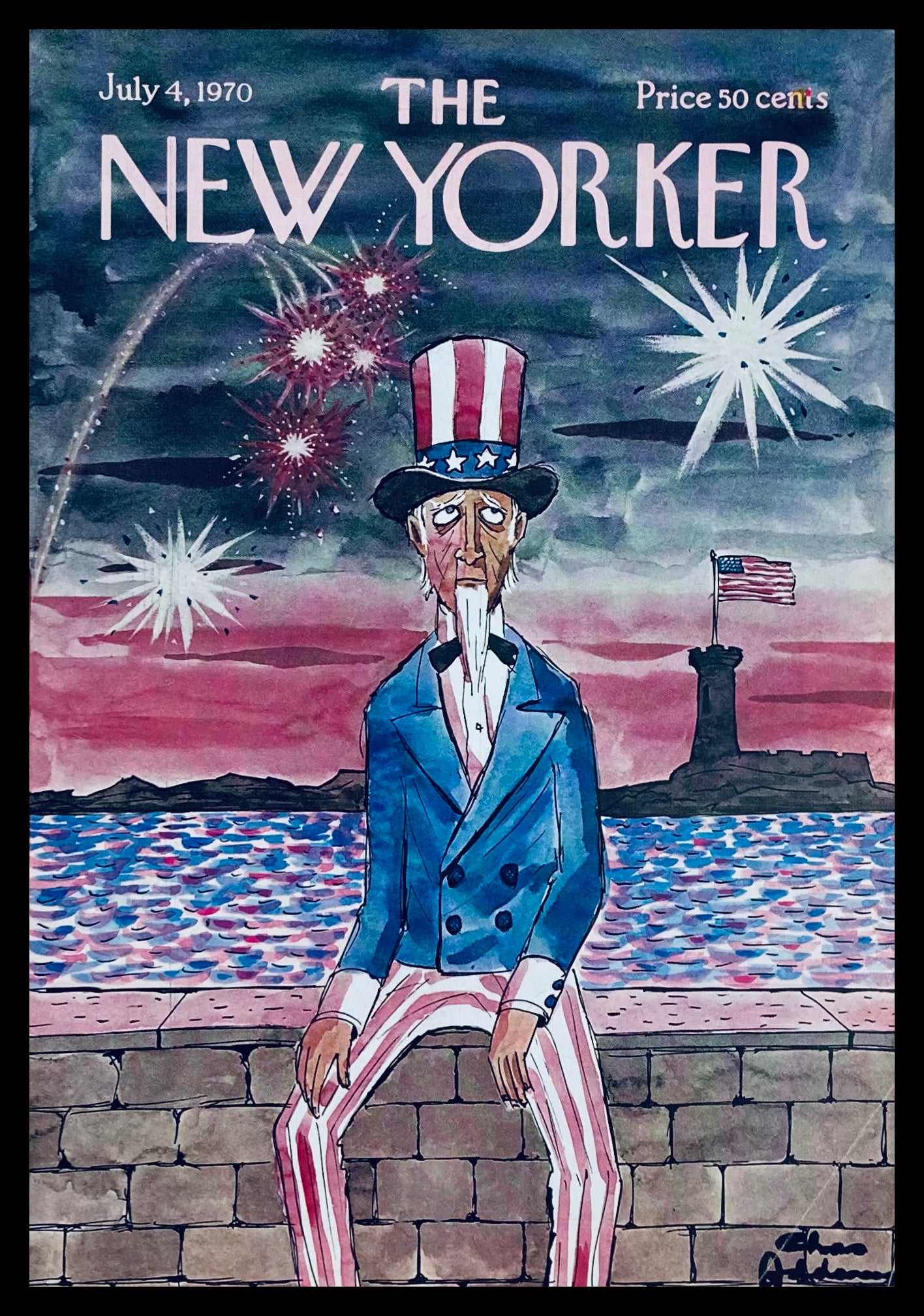 COVER ONLY The New Yorker July 4 1970 Uncle Sam's July by Chas Addams No Label