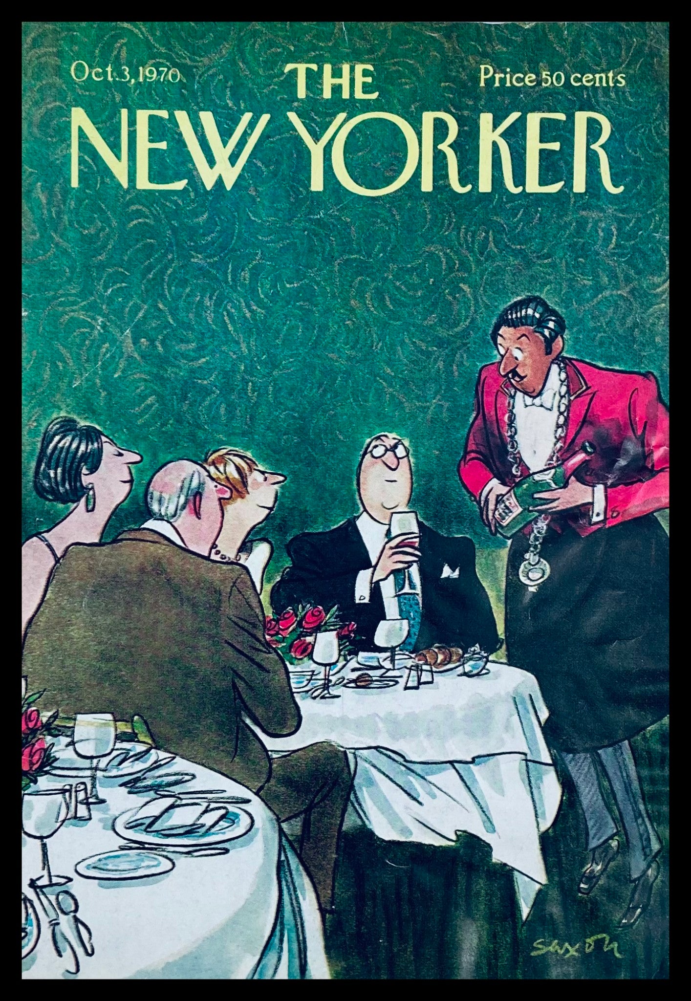 COVER ONLY The New Yorker October 3 1970 Wine Tasting by Charles Saxon No Label