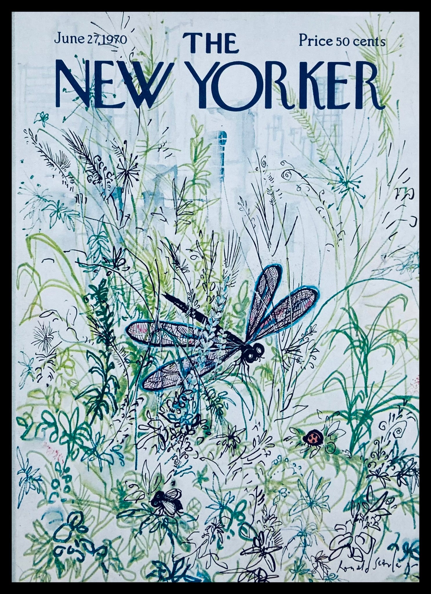 COVER ONLY The New Yorker June 27 1970 Dragonfly by Ronald Searle No Label