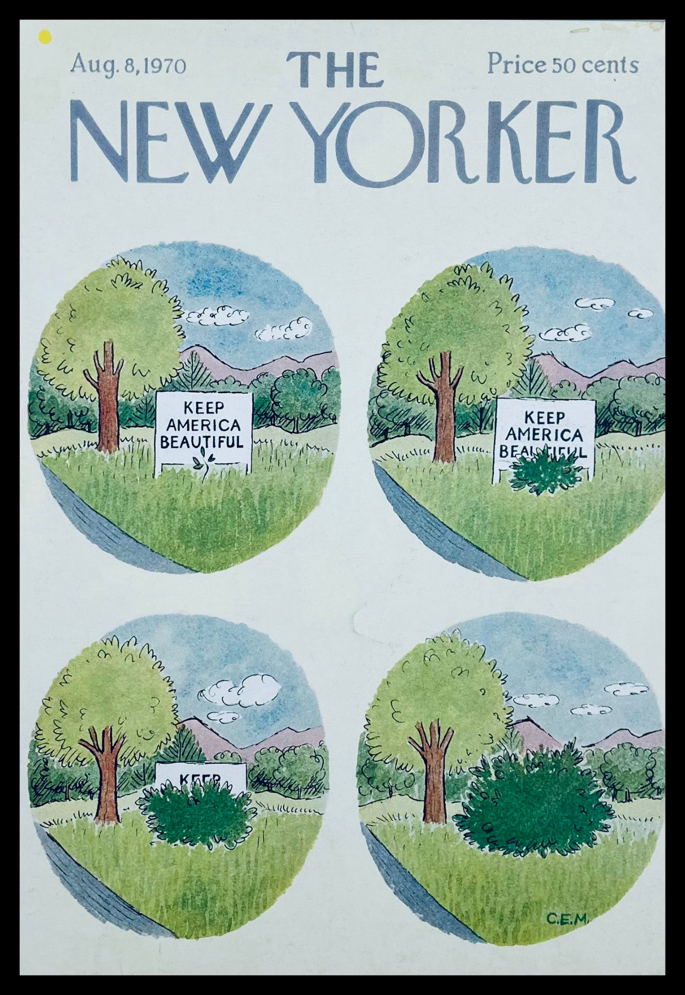 COVER ONLY The New Yorker August 8 1970 Keep America Beautiful by Charles Martin