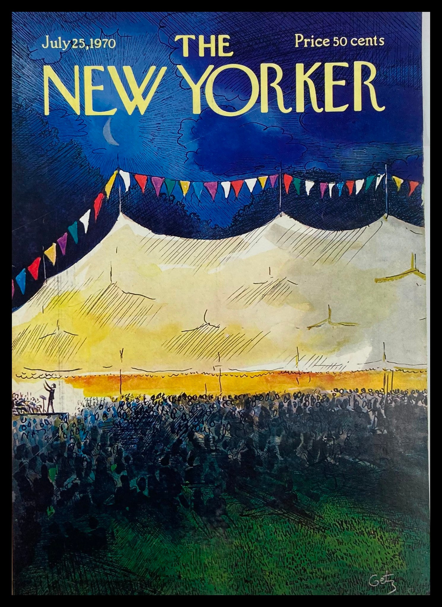 COVER ONLY The New Yorker July 25 1970 Concert Tent by Arthur Getz No Label