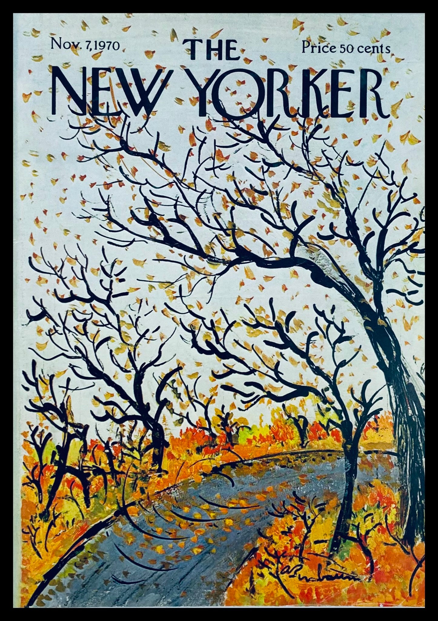 COVER ONLY The New Yorker November 7 1970 Autumn Road by Abe Birnbaum No Label