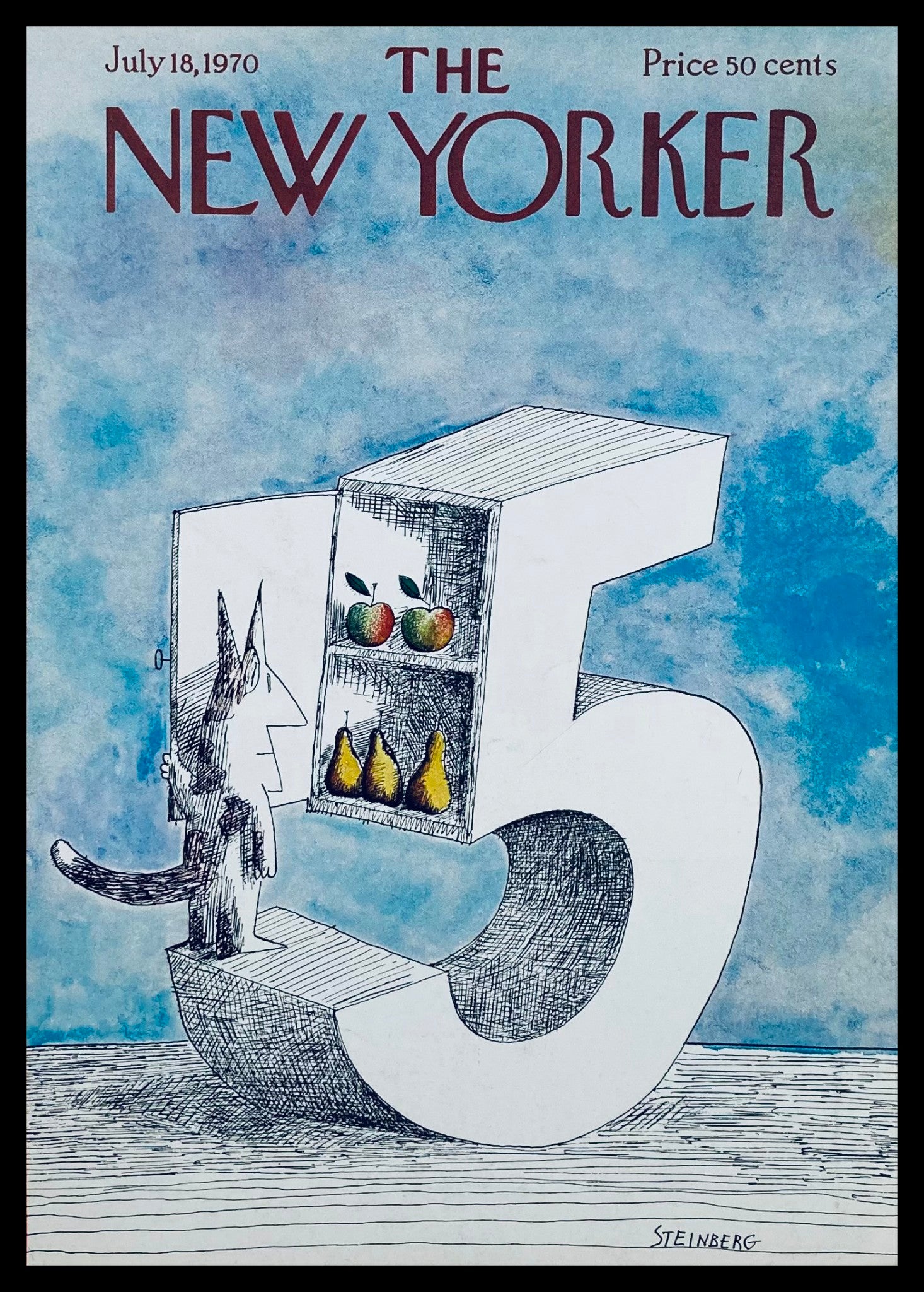 COVER ONLY The New Yorker July 17 1970 The 5 Fruits by Saul Steinberg No Label