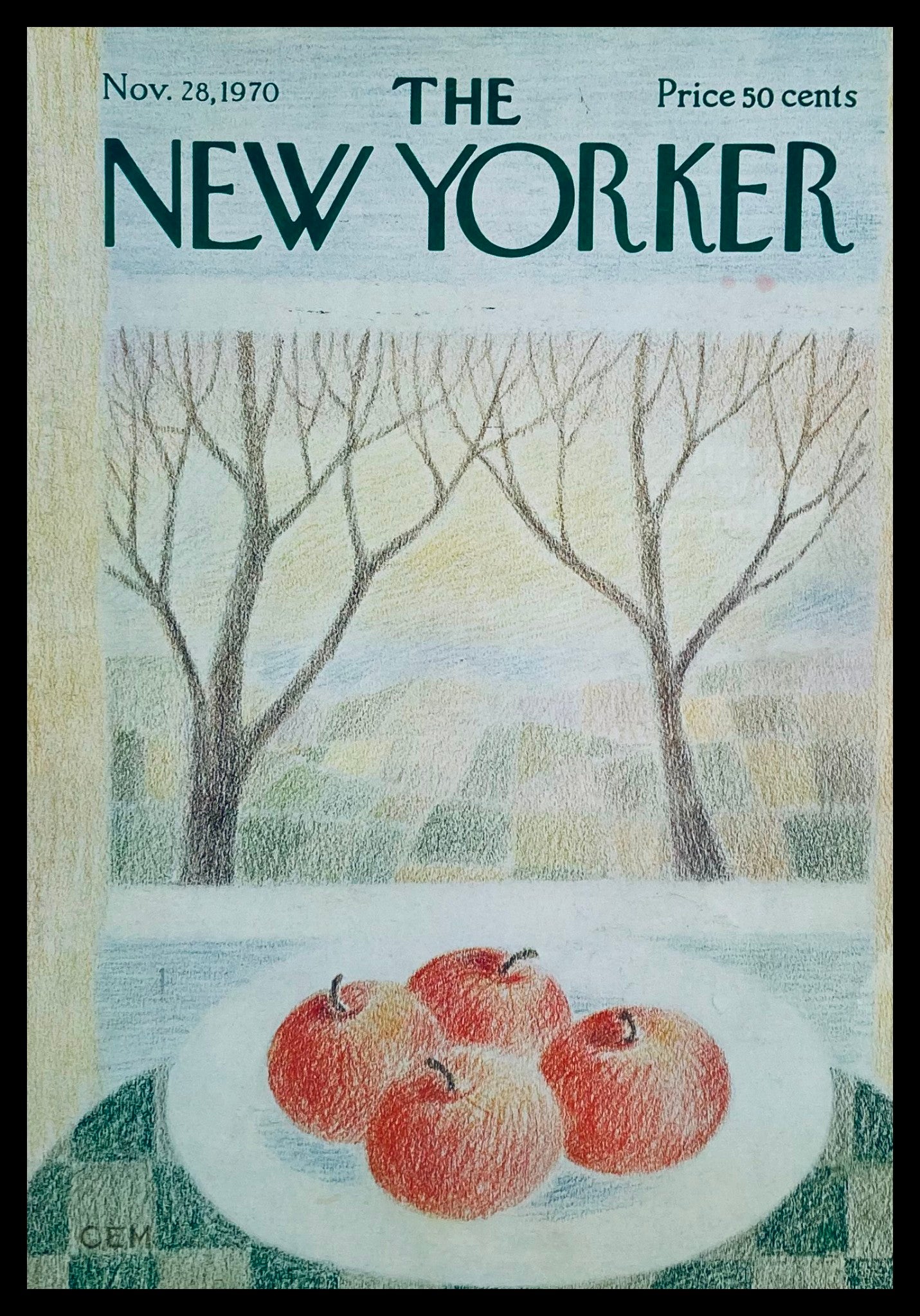 COVER ONLY The New Yorker November 28 1970 Autumn Apples by Charles E. Martin