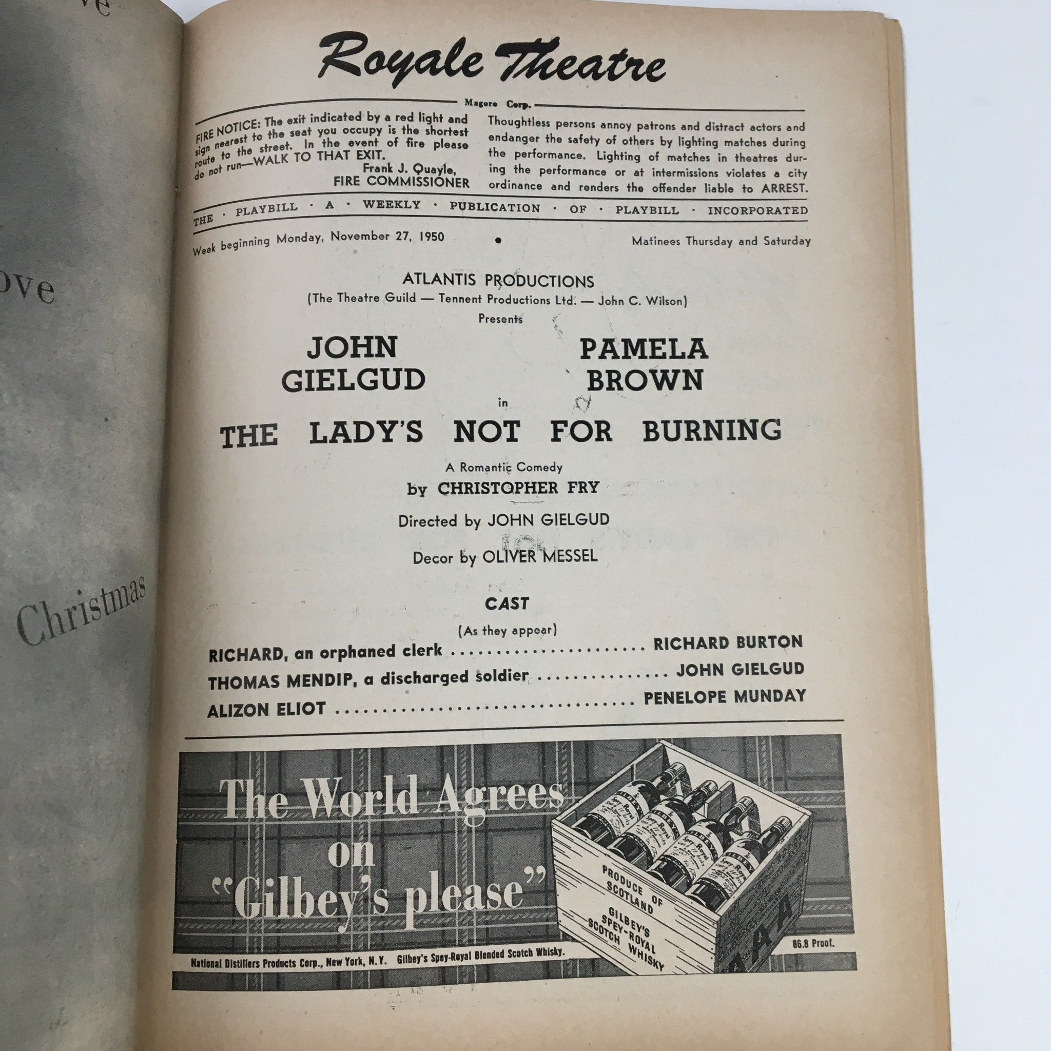 1950 Playbill Royale Theatre Present Pamela Brown in The Lady's Not For Burning