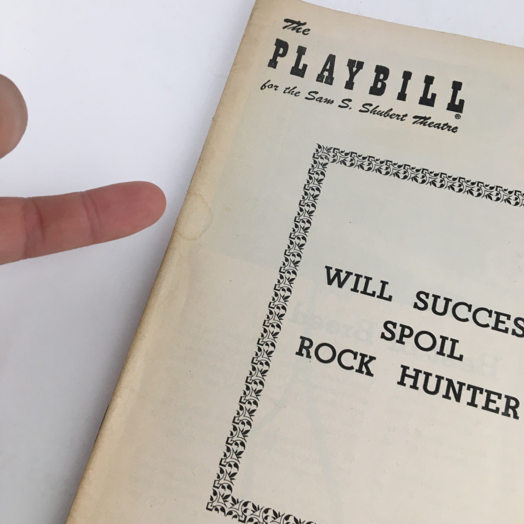 1956 Playbill Sam Shubert Theatre Present Will Success Spoil Rock Hunter?