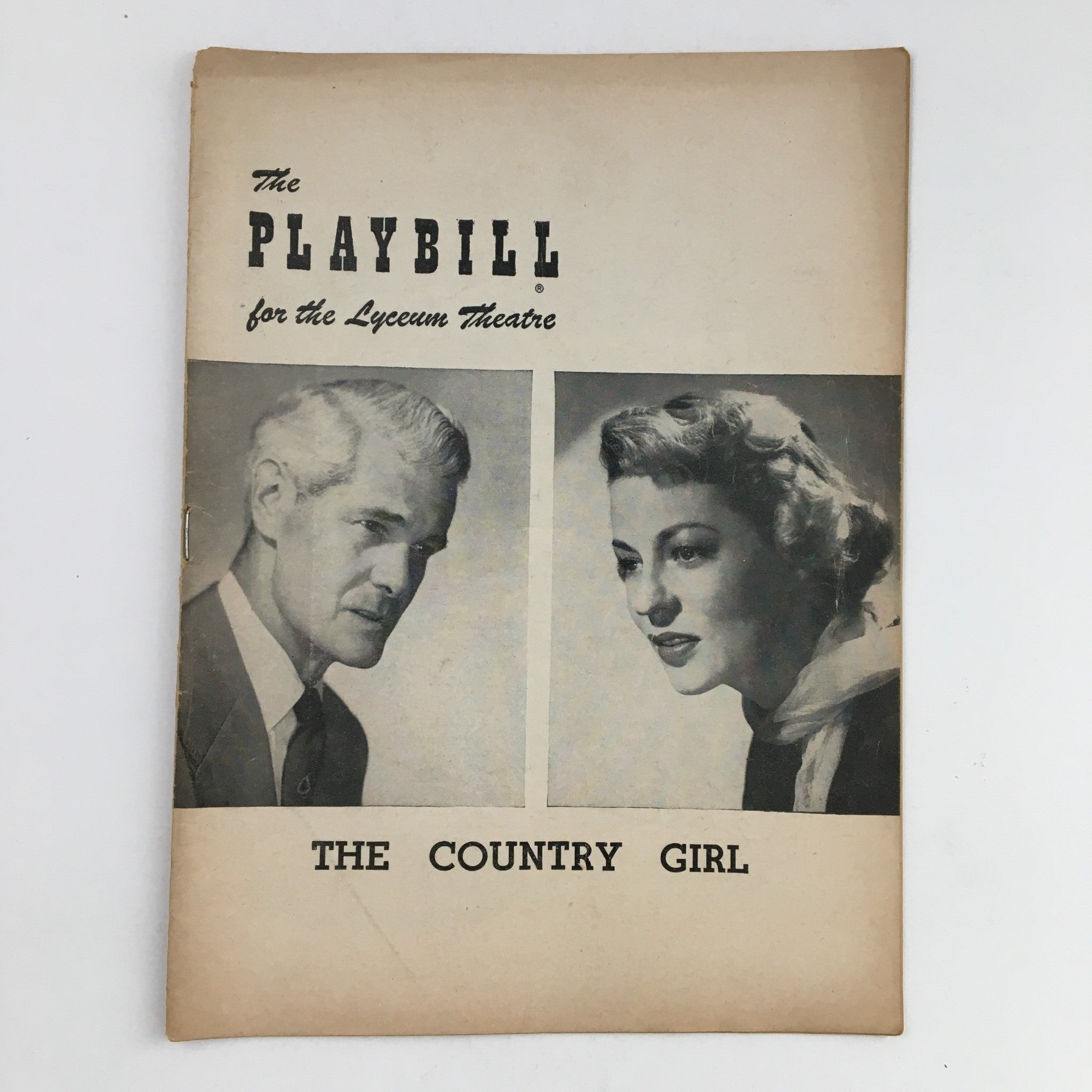 1951 Playbill Lyceum Theatre Present Paul Kelly & Uta Hagen in The Country Girl