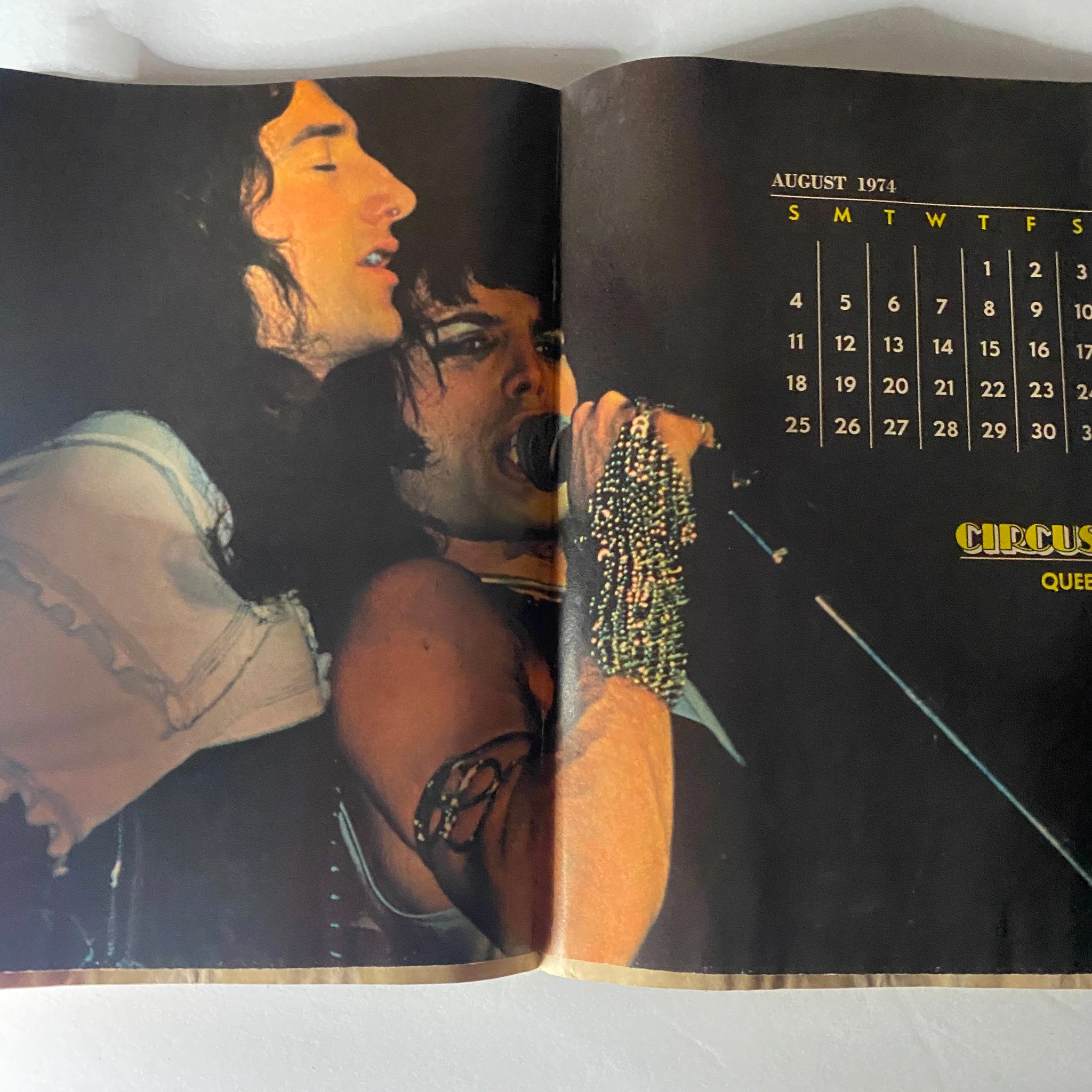 VTG Circus Magazine August 1974 Dave Byron, Queen Calendar w Poster No Label