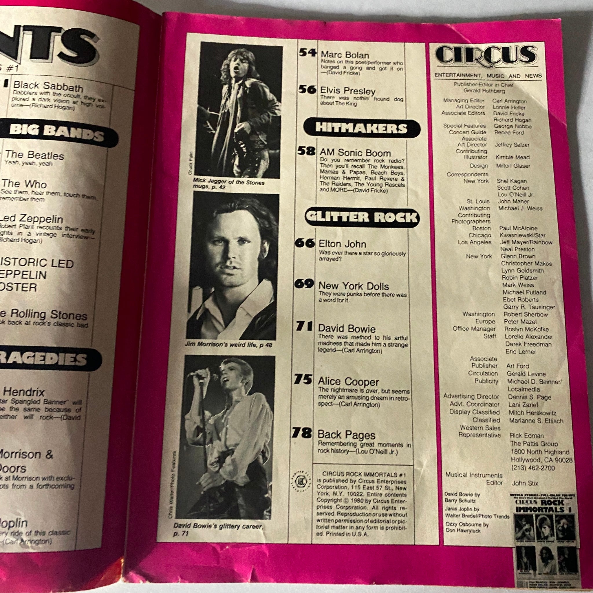 VTG Circus Rock Immortals 1980 #1 Alice Cooper GD Interior w Poster No Label