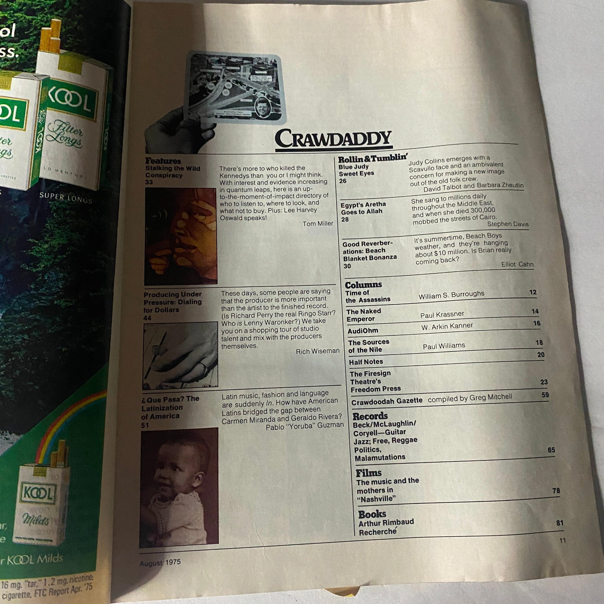 VTG Crawdaddy Magazine August 1975 The Whole Earth Conspiracy Catalogue No Label