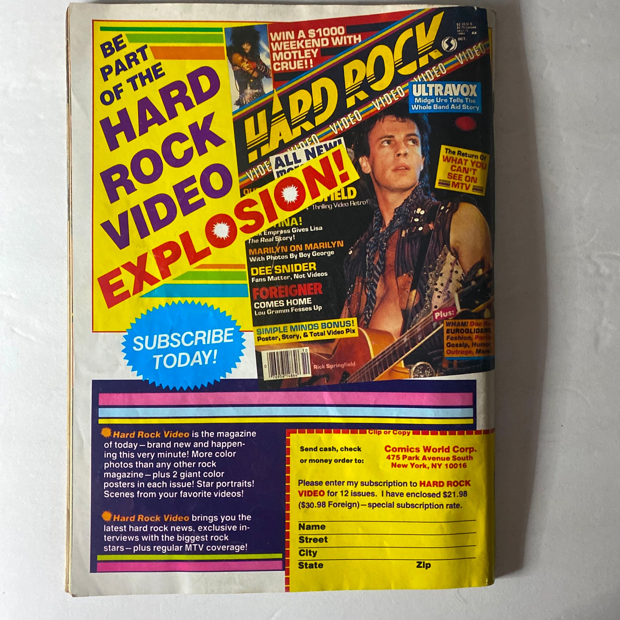 Hard Rock Video Magazine January 1986 Metallica Cover w Centerfold No Label