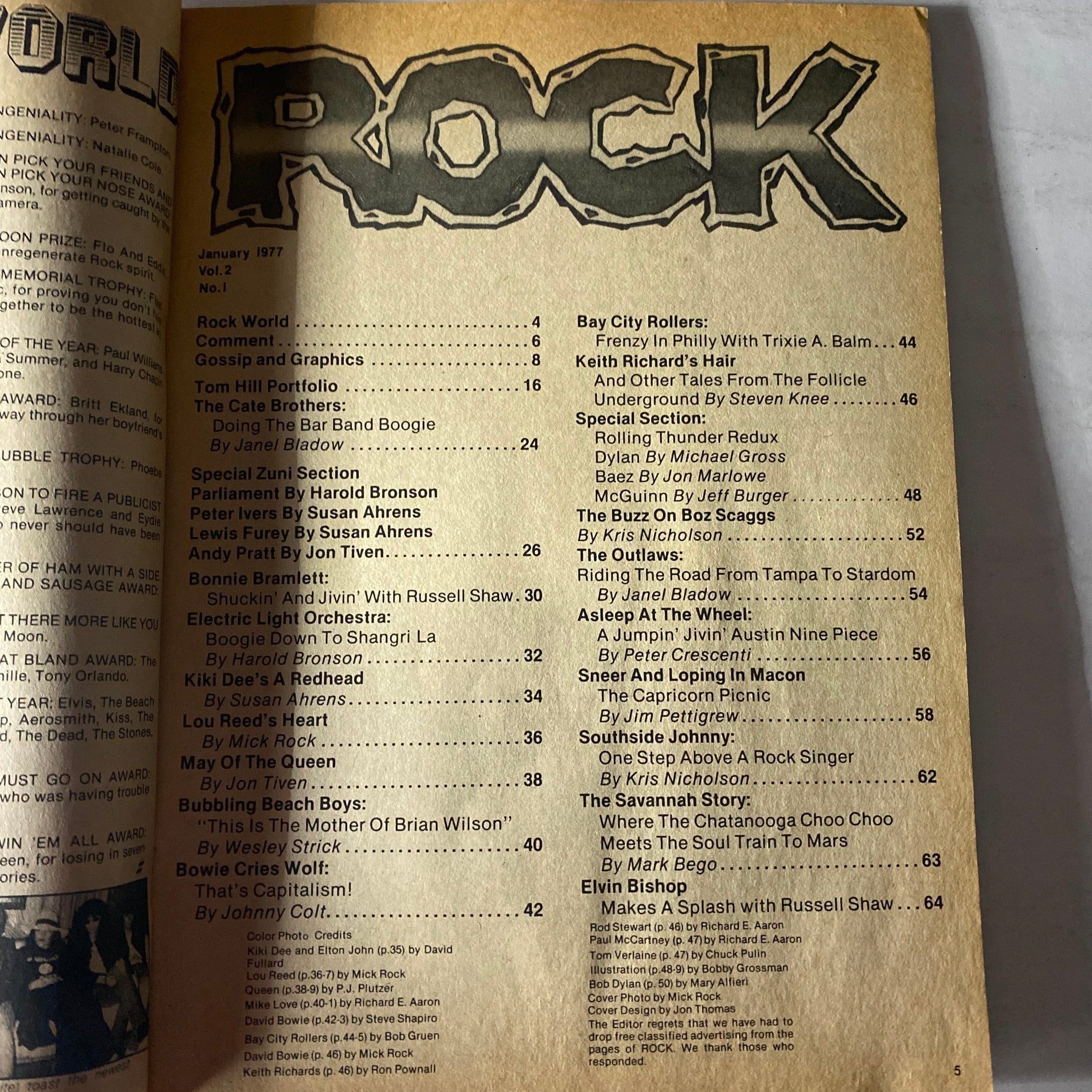 VTG Rock Magazine January 1977 Vol 2 No. 1 Lou Reed w Centerfold No Label