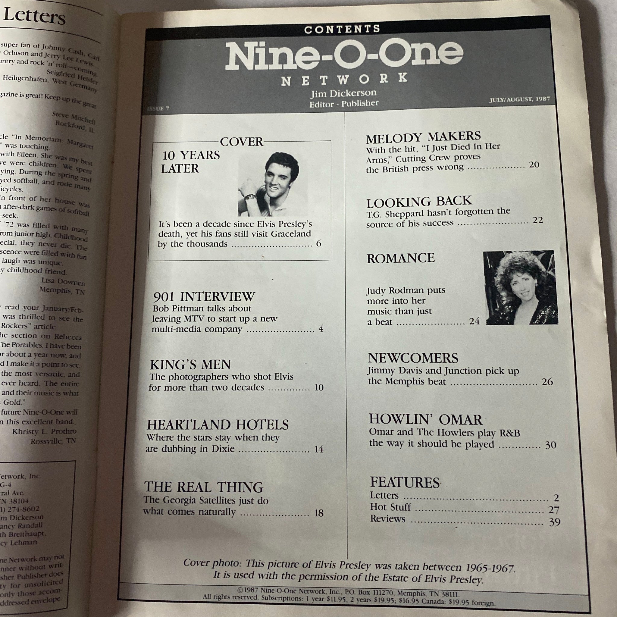 VTG Nine-O-One Network Magazine July / August 1987 Elvis Presley No Label