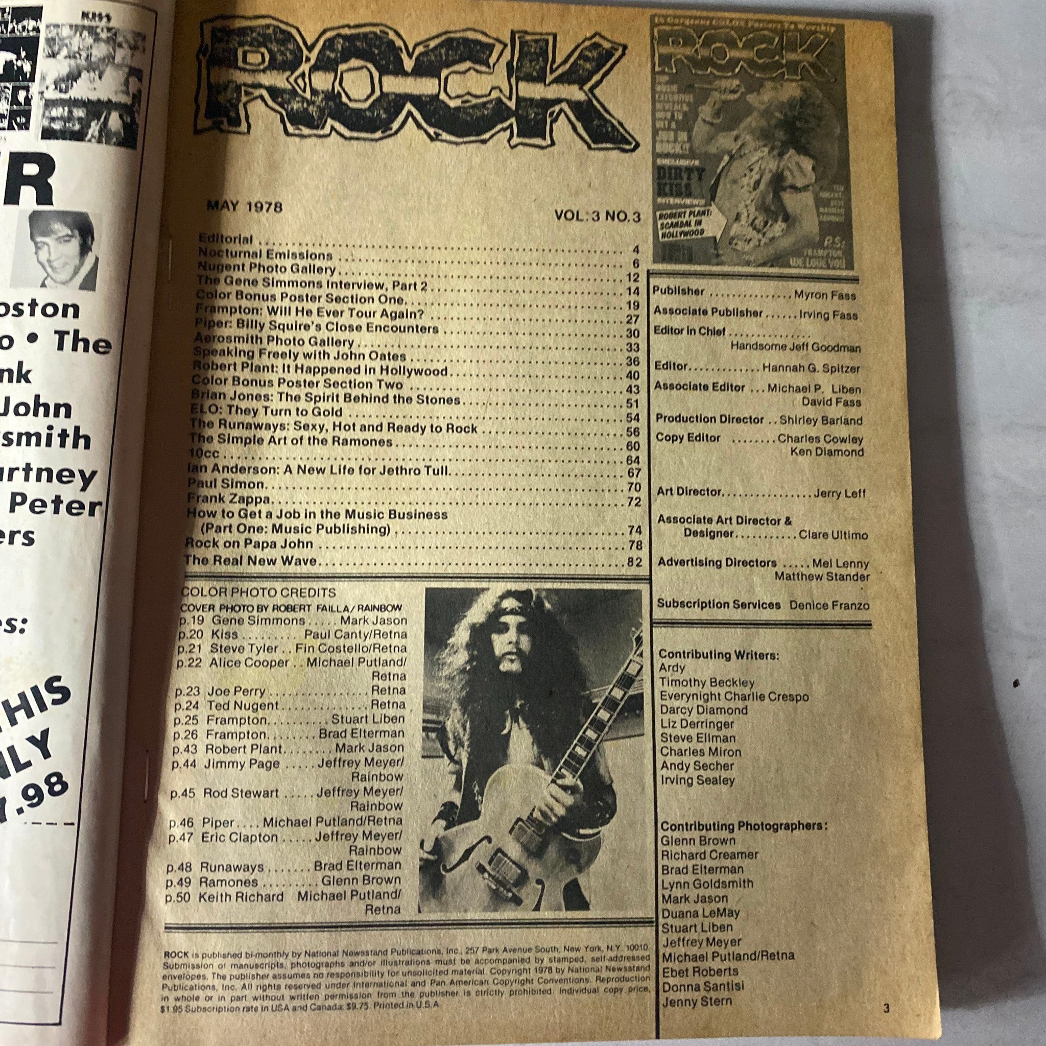 VTG Rock Magazine May 1978 Vol 3 #3 Robert Plant w Poster No Label